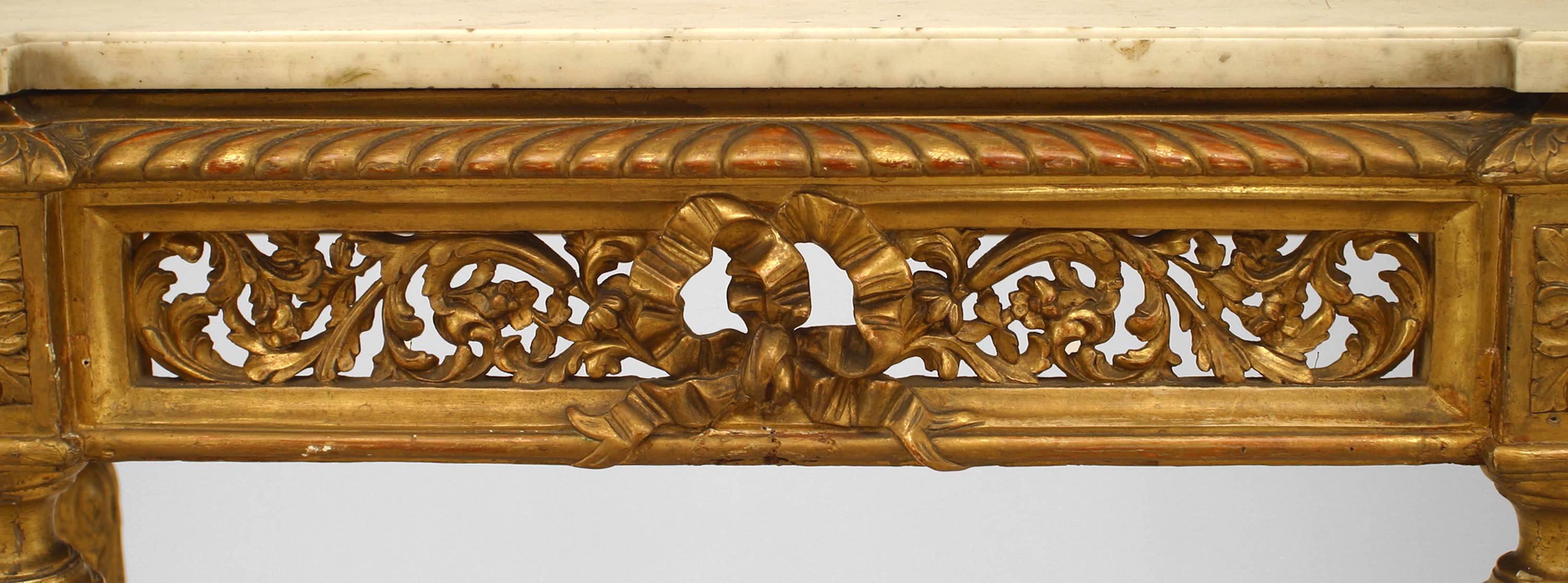 Table console dorée de style Louis XVI du XIXe Siècle Bon état - En vente à Queens, NY