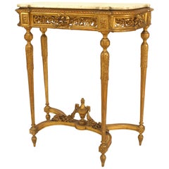 Table console dorée de style Louis XVI du XIXe Siècle