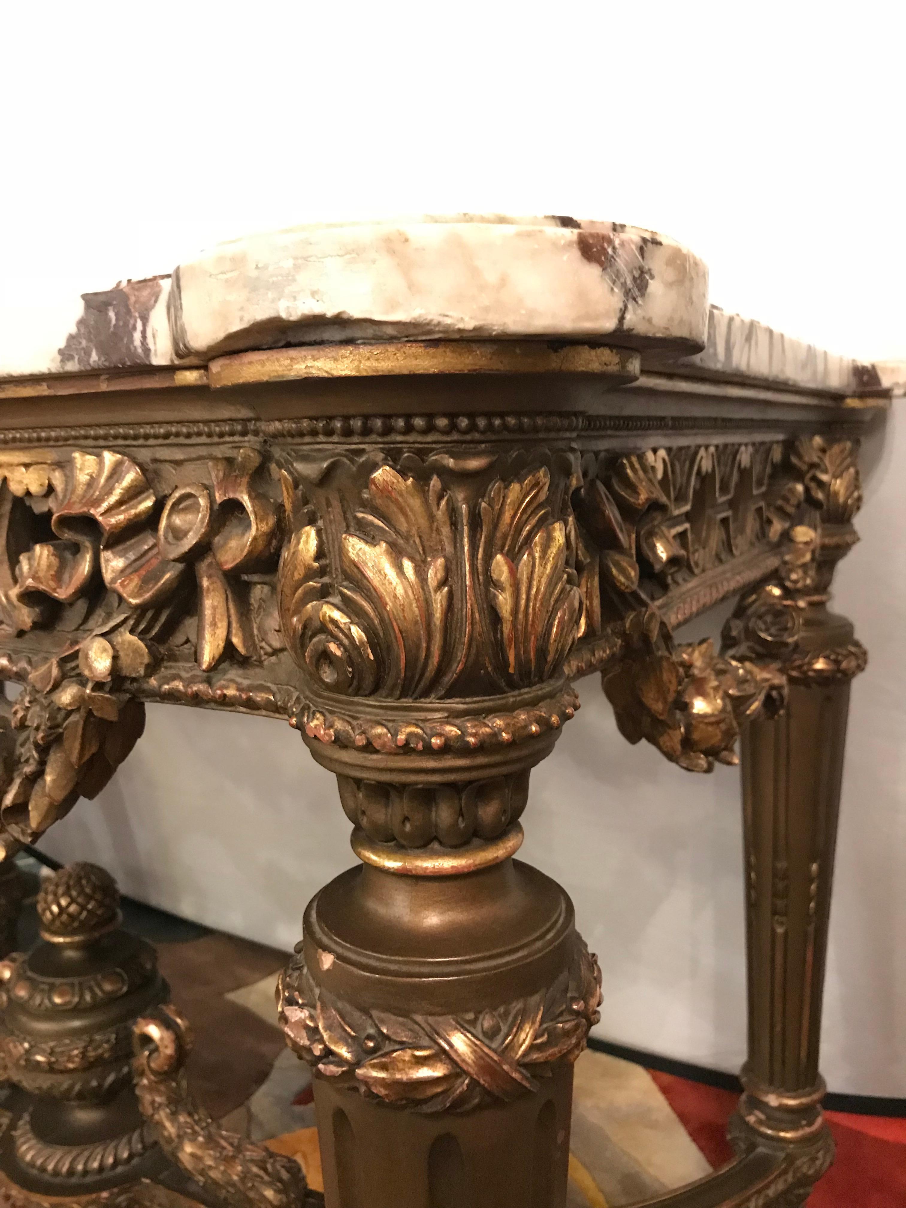 French Louis XVI Style 19th Century Giltwood Marble-Top Centre Table 4