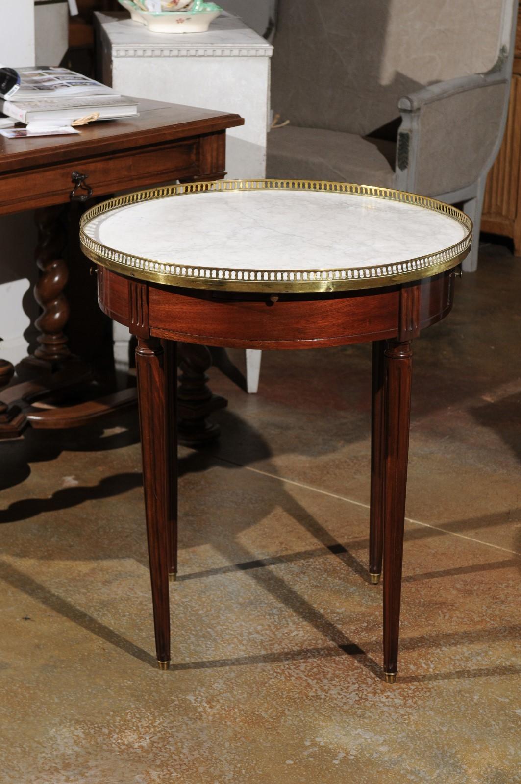French Louis XVI Style 19th Century Mahogany Bouillotte Table with Marble Top 3