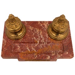 French Louis XVI Style 19th Century Marble and Ormolu Inkwell
