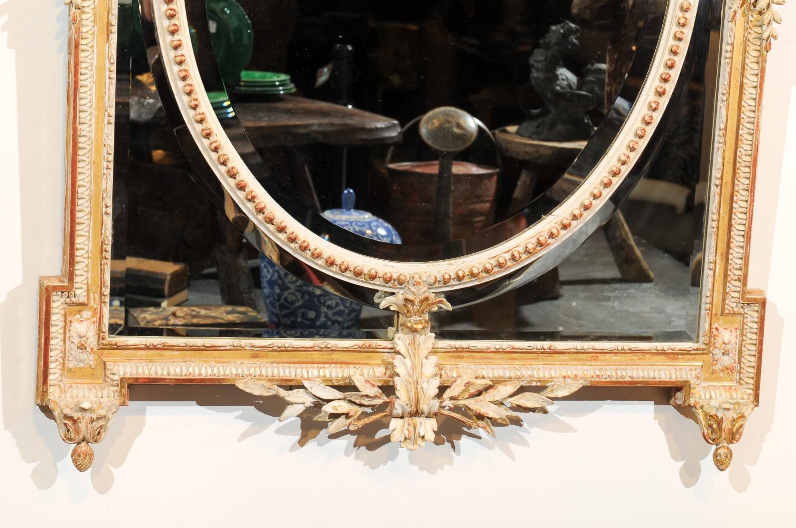 French Louis XVI Style 19th Century Pareclose Mirror with Liberal Arts Symbols 1