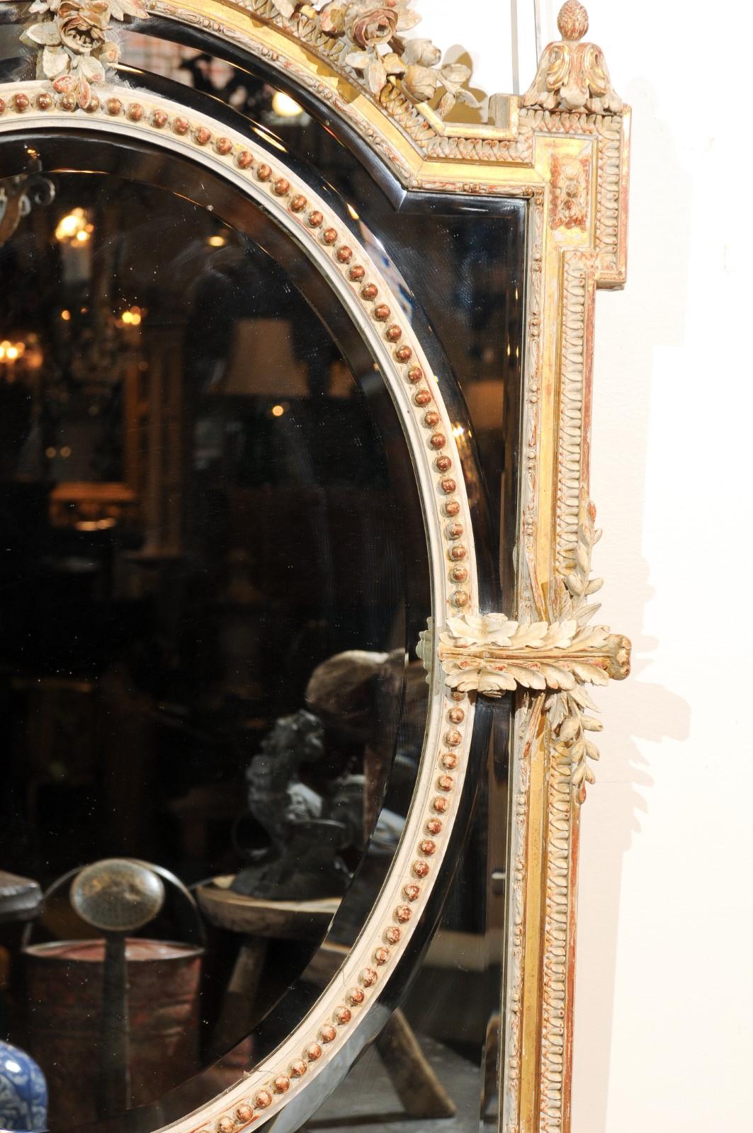 French Louis XVI Style 19th Century Pareclose Mirror with Liberal Arts Symbols 2