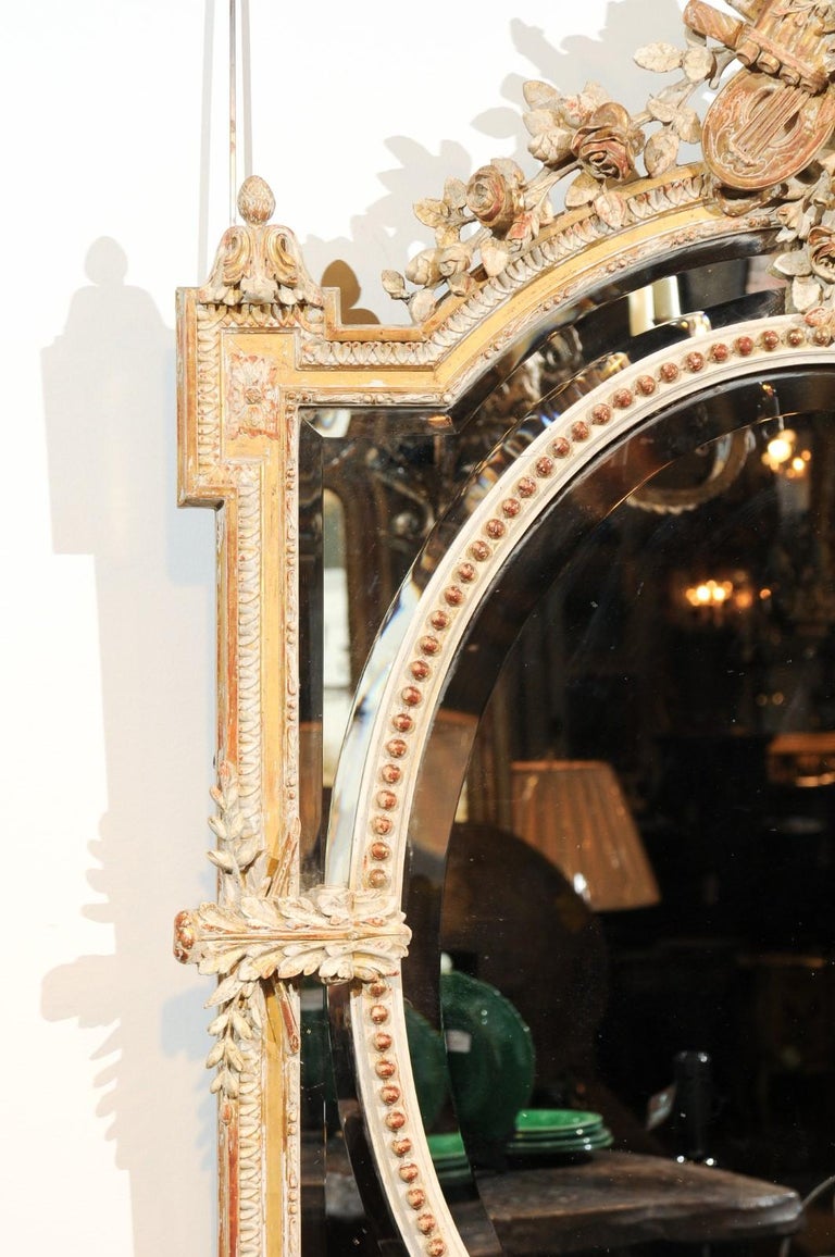 French Louis XVI Style 19th Century Pareclose Mirror with Liberal Arts