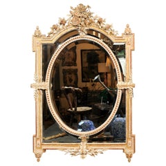 Antique French Louis XVI Style 19th Century Pareclose Mirror with Liberal Arts Symbols