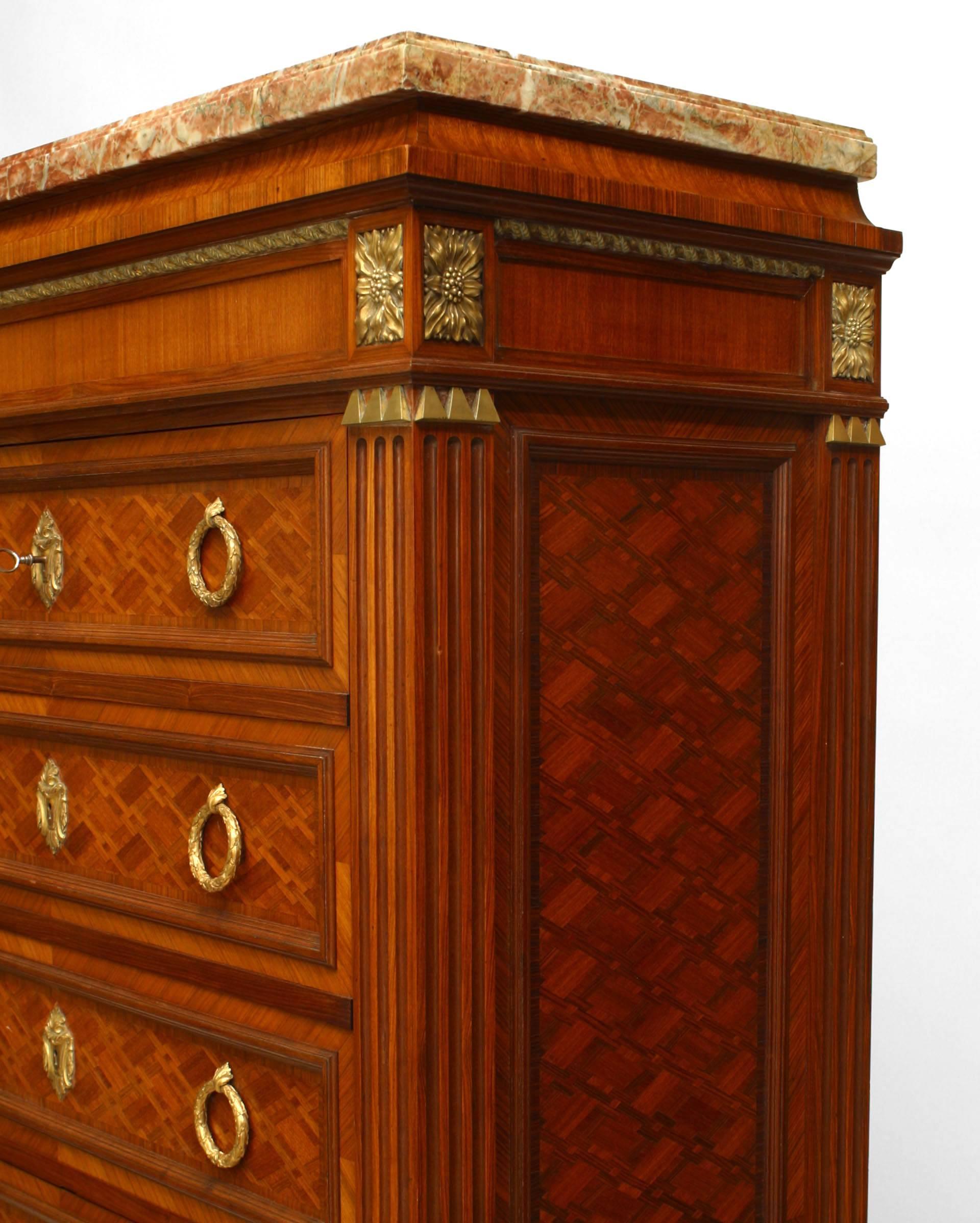 French Louis XVI Style 19th Century Parquetry Inlaid Drop Front Secretary For Sale 4