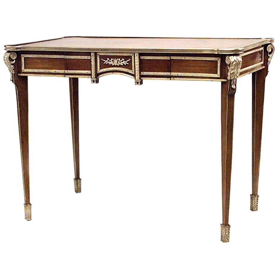 French Louis XVI Style Parquetry Inlaid Table Desk For Sale