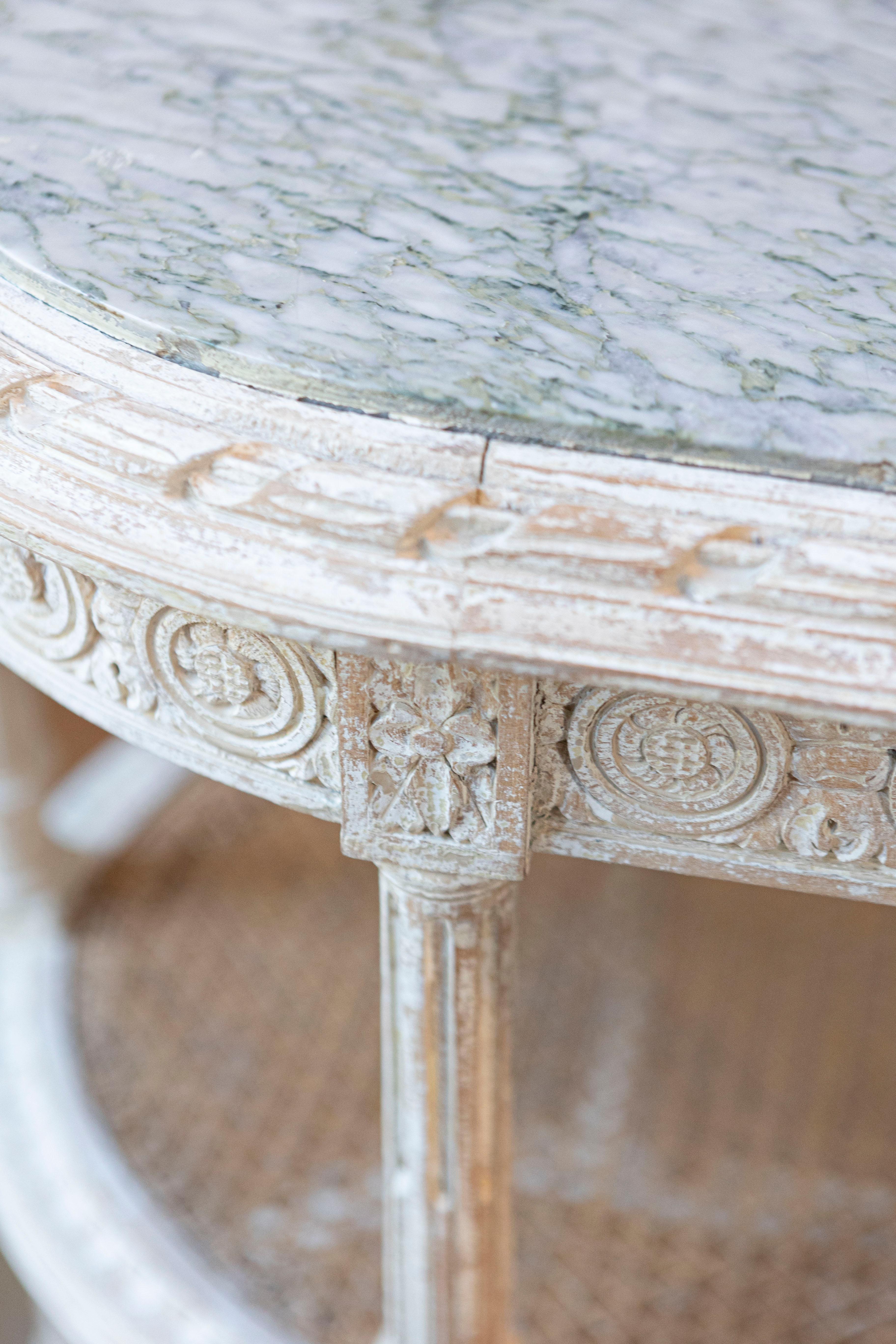 French Louis XVI Style 19th Century Tiered Table with Marble Top and Caning 1