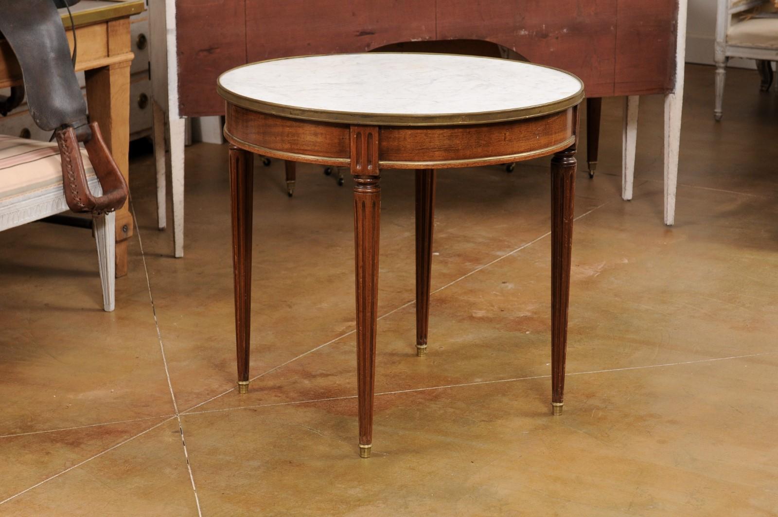French Louis XVI Style 19th Century Walnut Bouillotte Table with Marble Top For Sale 8