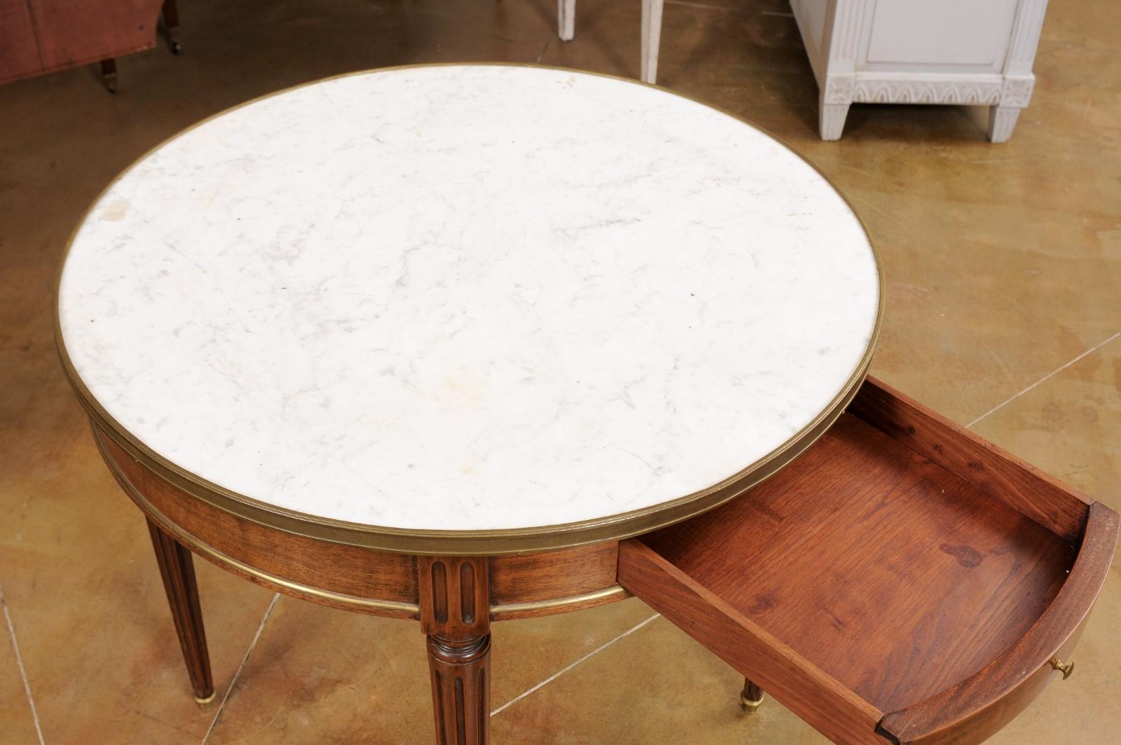 French Louis XVI Style 19th Century Walnut Bouillotte Table with Marble Top For Sale 4