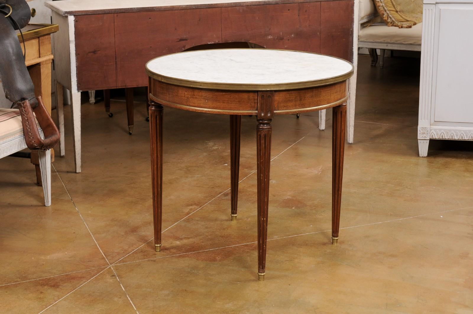 French Louis XVI Style 19th Century Walnut Bouillotte Table with Marble Top For Sale 6