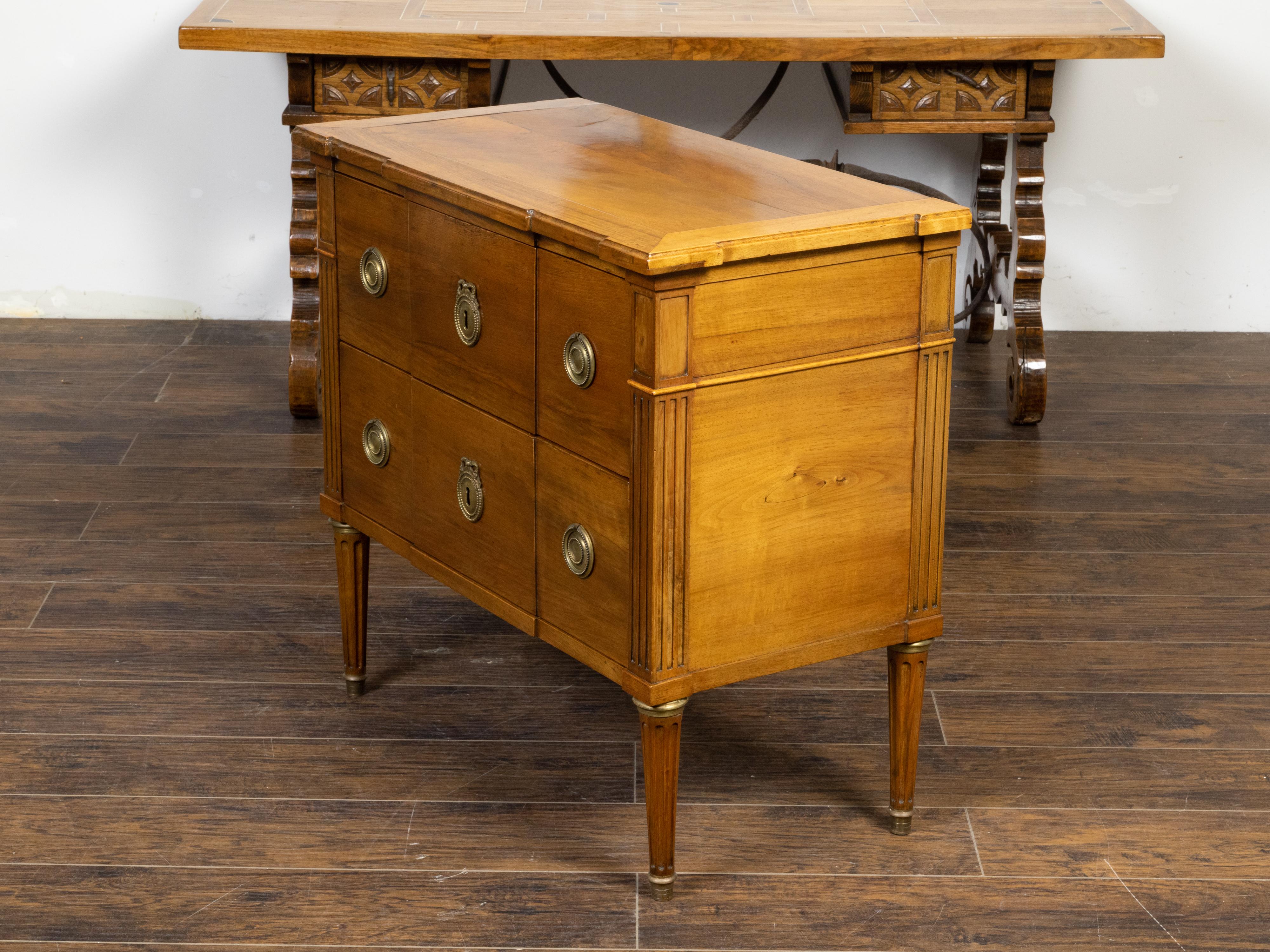 French Louis XVI Style 19th Century Walnut Breakfront Commode with Two Drawers 5
