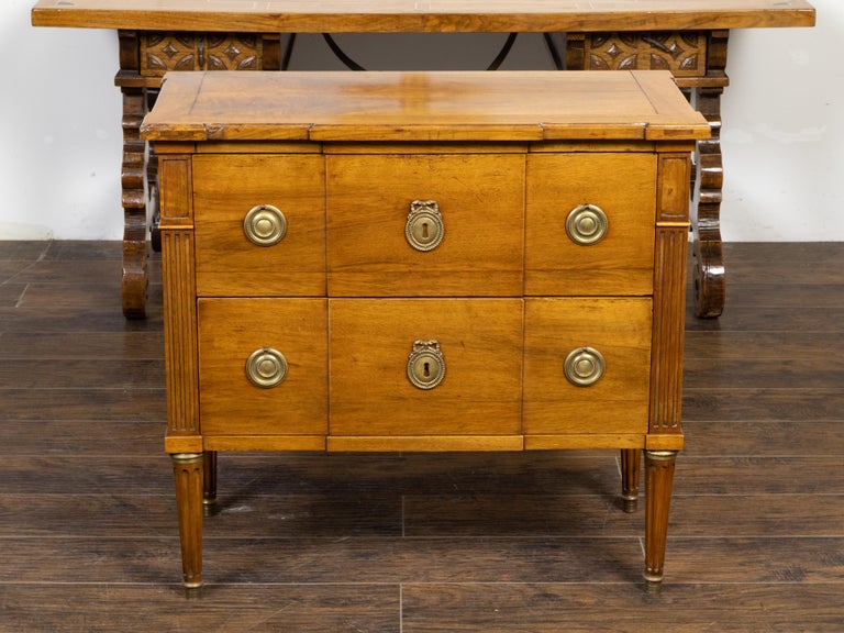 French Louis XVI Style 19th Century Walnut Breakfront Commode with Two ...