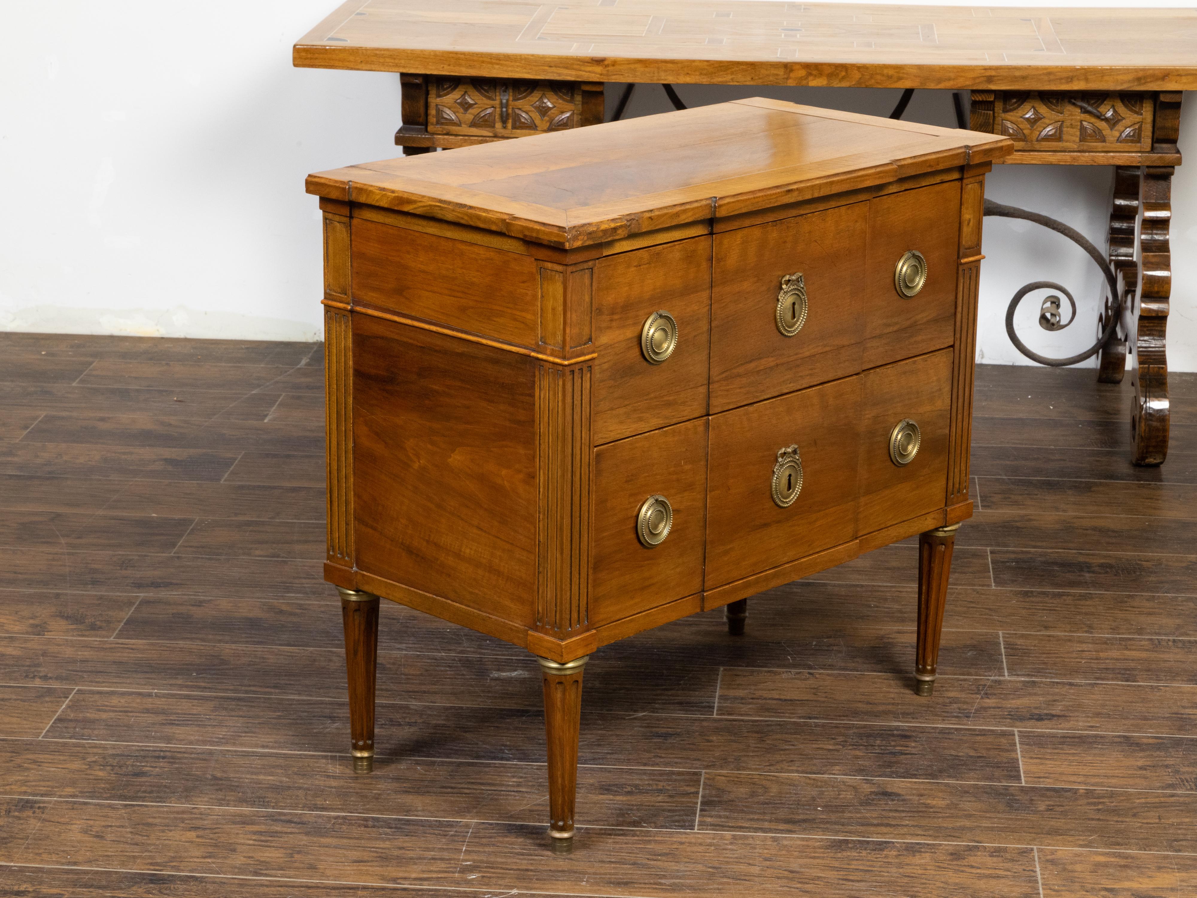 French Louis XVI Style 19th Century Walnut Breakfront Commode with Two Drawers In Good Condition In Atlanta, GA