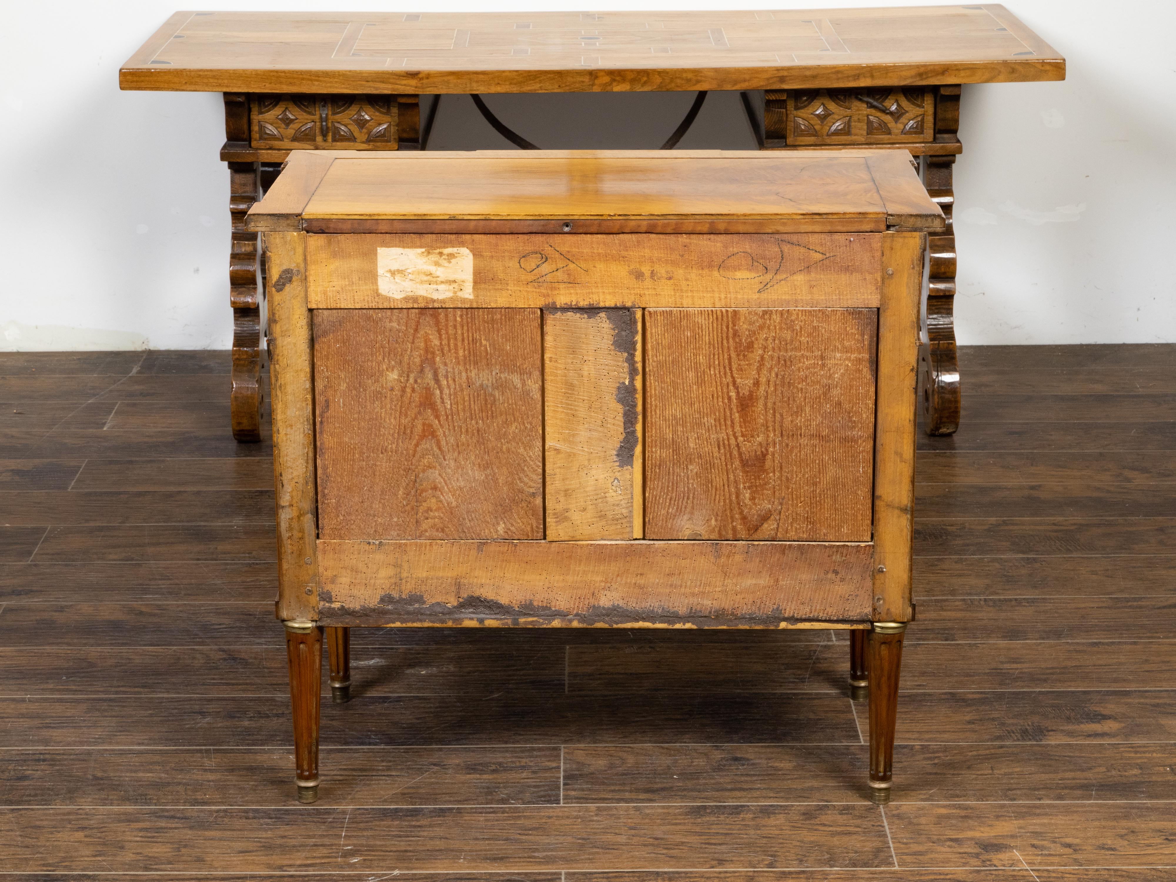 French Louis XVI Style 19th Century Walnut Breakfront Commode with Two Drawers 2