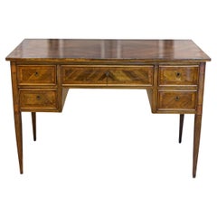 French Louis XVI Style 19th Century Walnut Desk with Cross-Banding and Marquetry