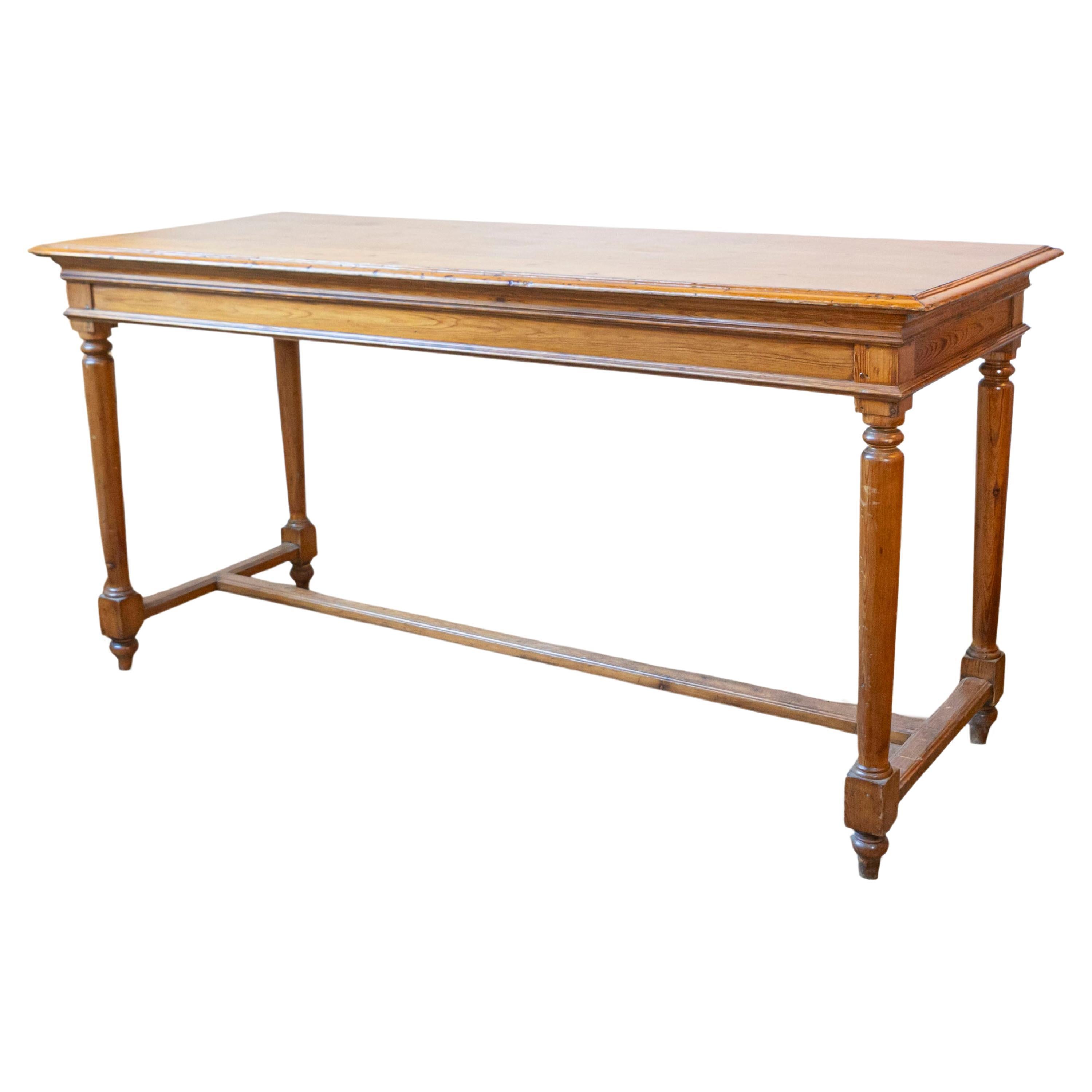 French Louis XVI Style 20th Century French High Bar Pine Table