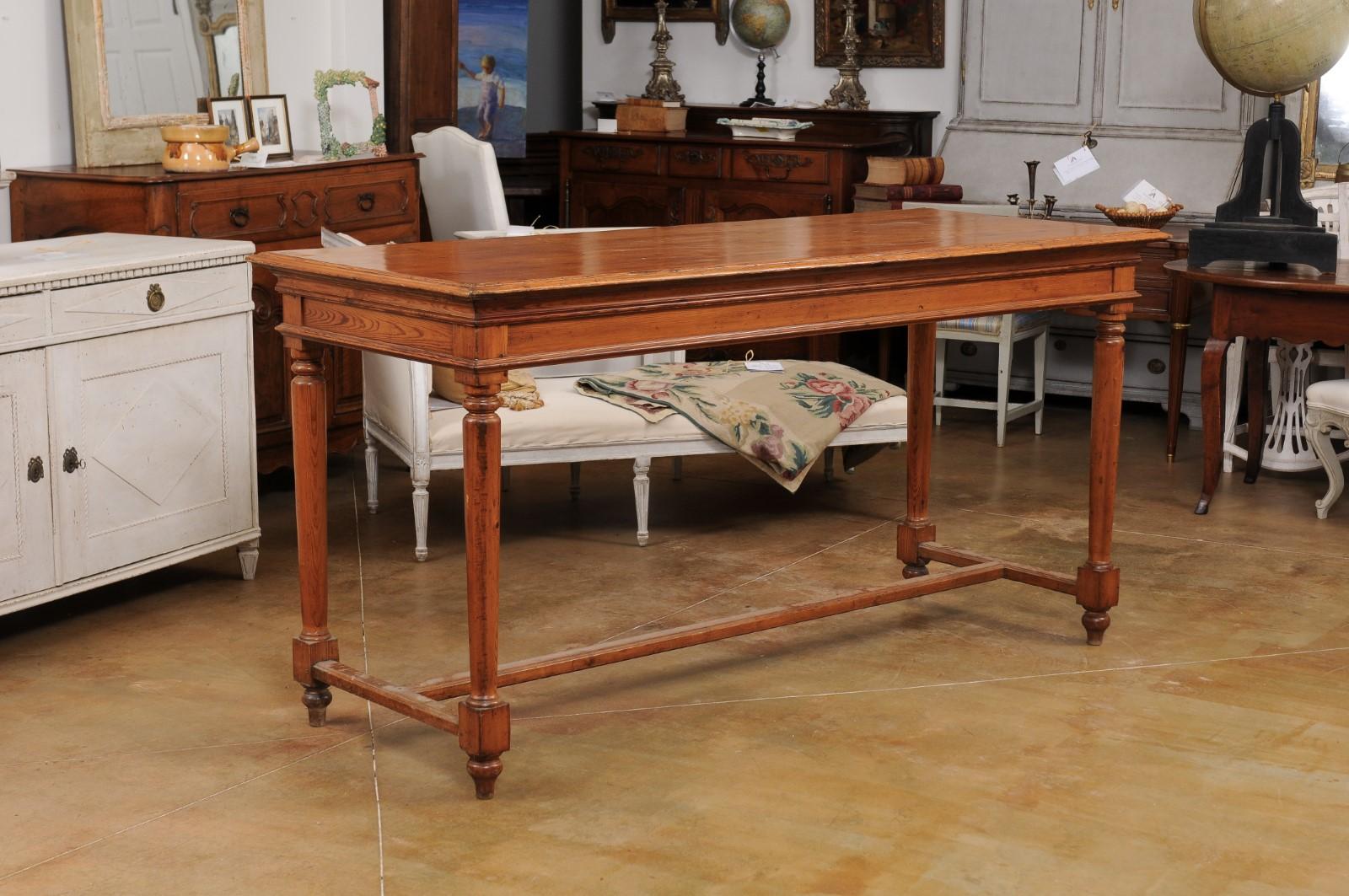French Louis XVI Style 20th Century French High Bar Pine Table  For Sale 6