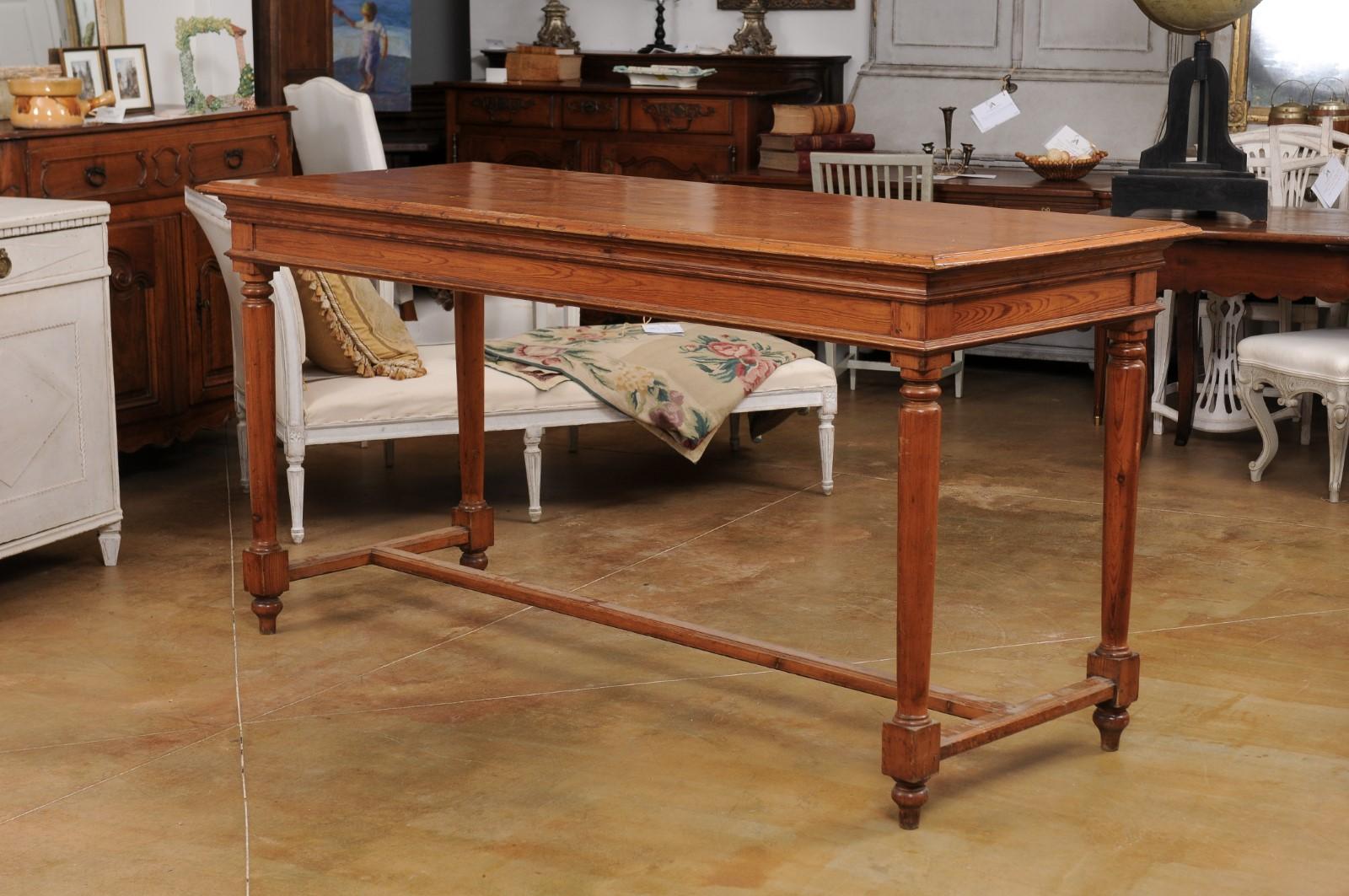 French Louis XVI Style 20th Century French High Bar Pine Table  For Sale 8