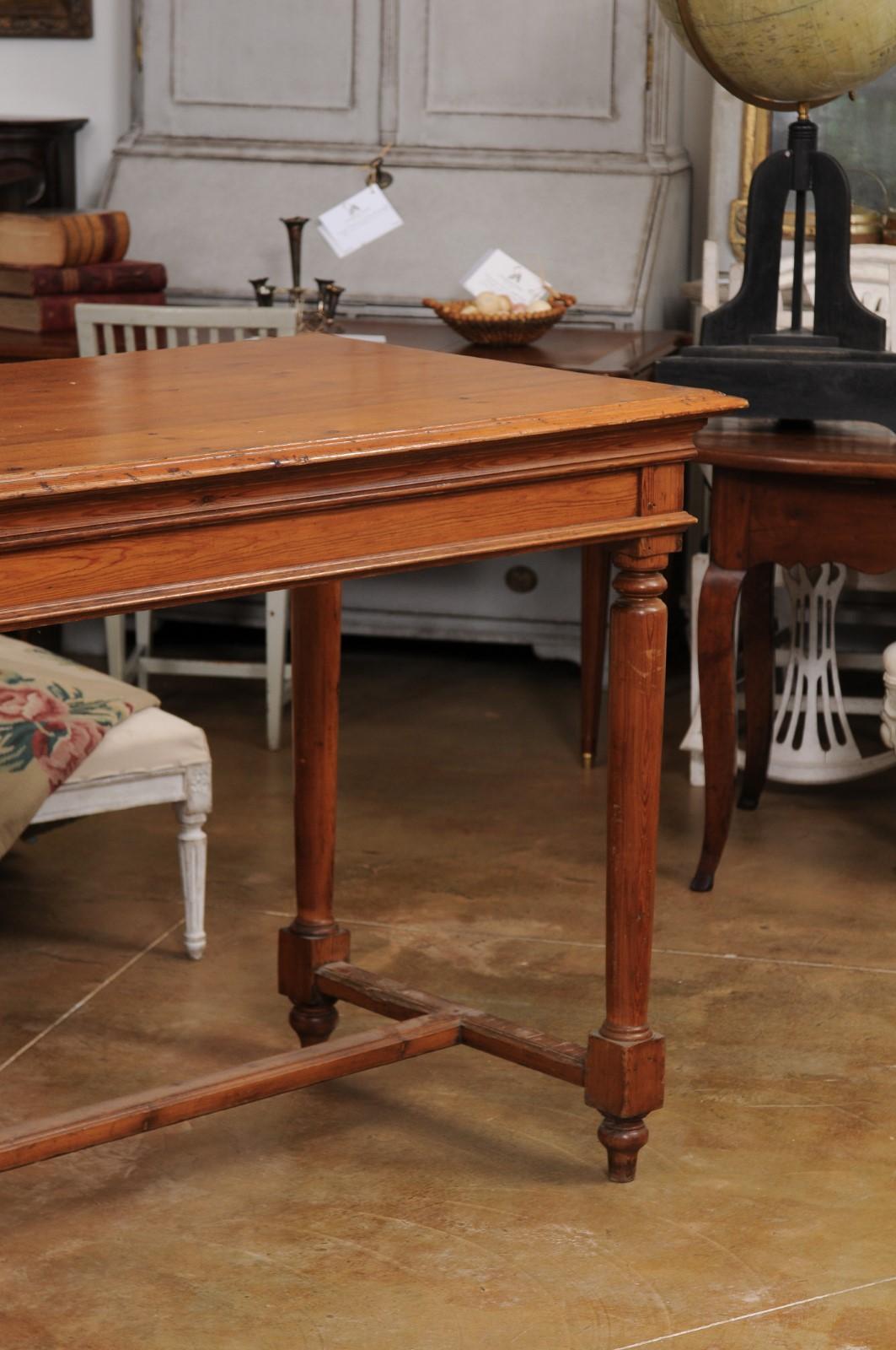 French Louis XVI Style 20th Century French High Bar Pine Table  For Sale 1