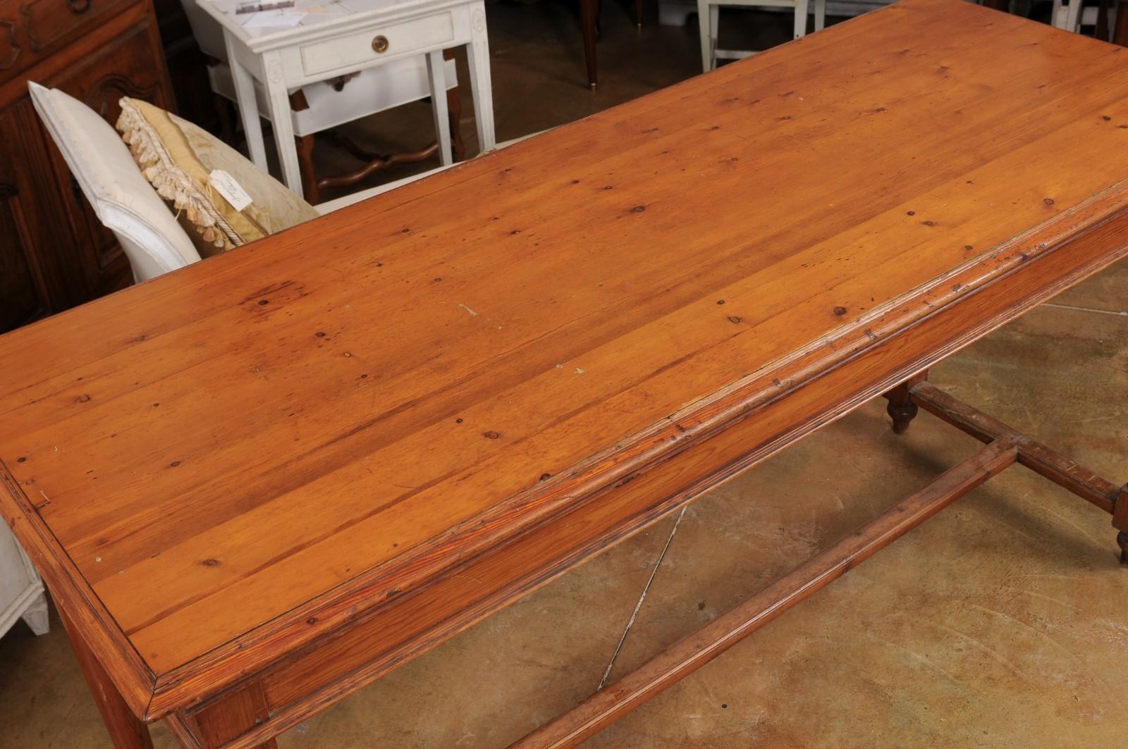 French Louis XVI Style 20th Century French High Bar Pine Table  For Sale 2