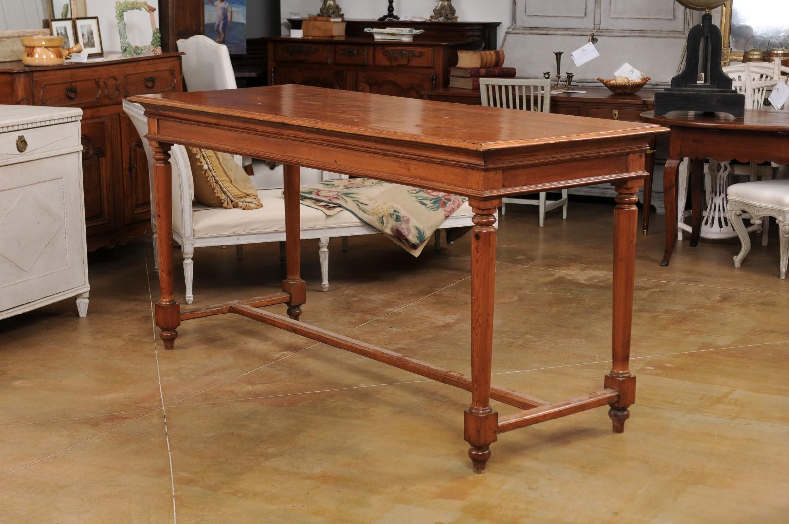 French Louis XVI Style 20th Century French High Bar Pine Table  For Sale 4