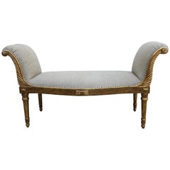 French Louis XVI Style 22-Karat Giltwood Bench