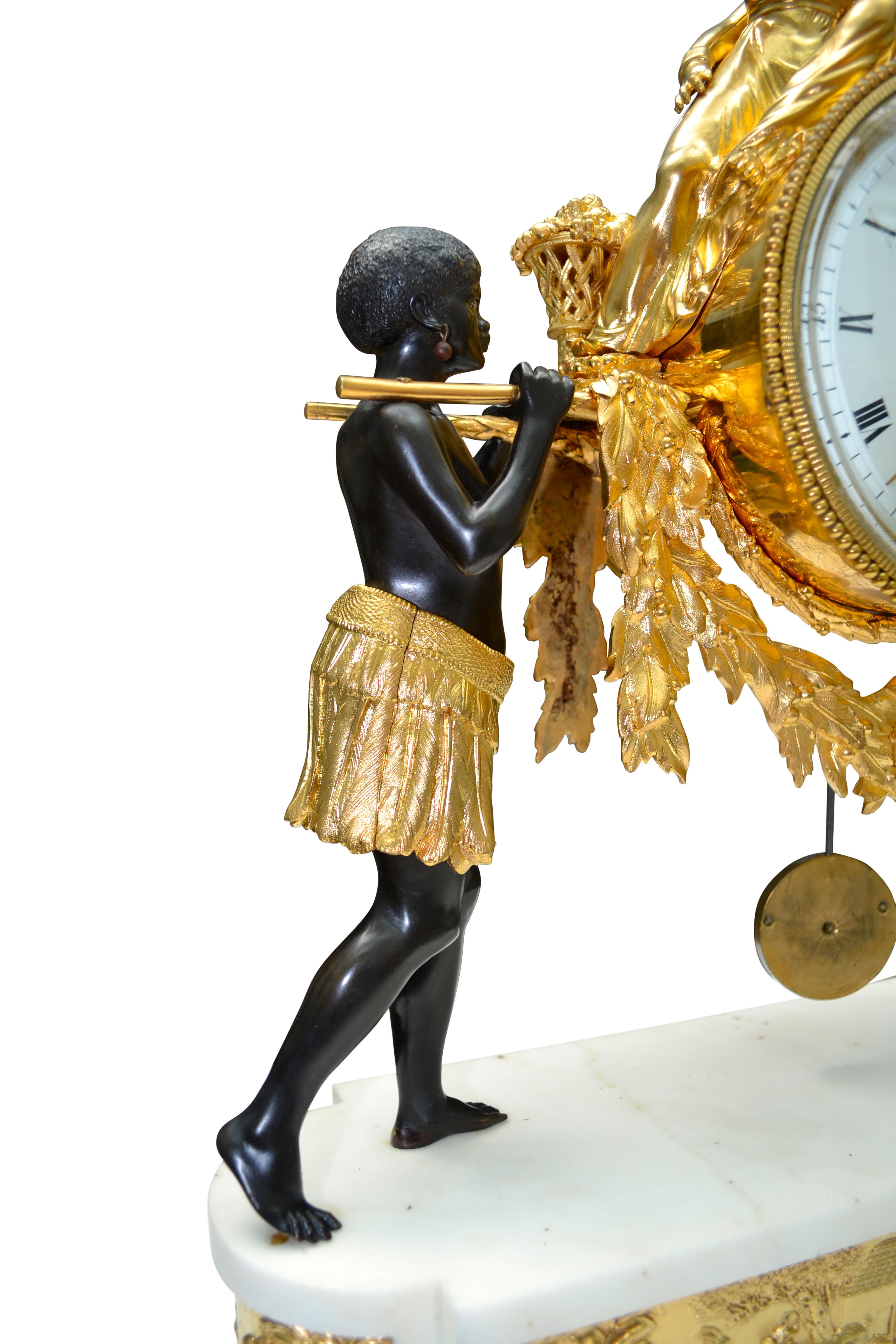 French Louis XVI Style Allegorical Clock  of “Paul and Virginie