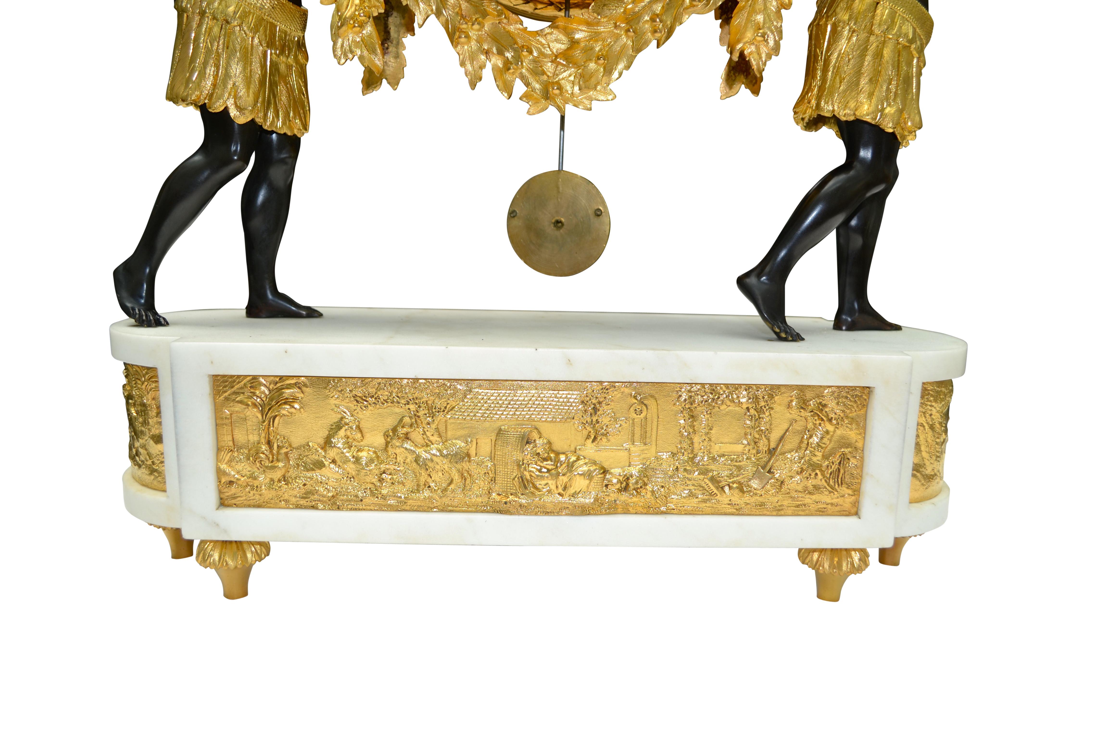French Louis XVI Style Allegorical Clock  of “Paul and Virginie