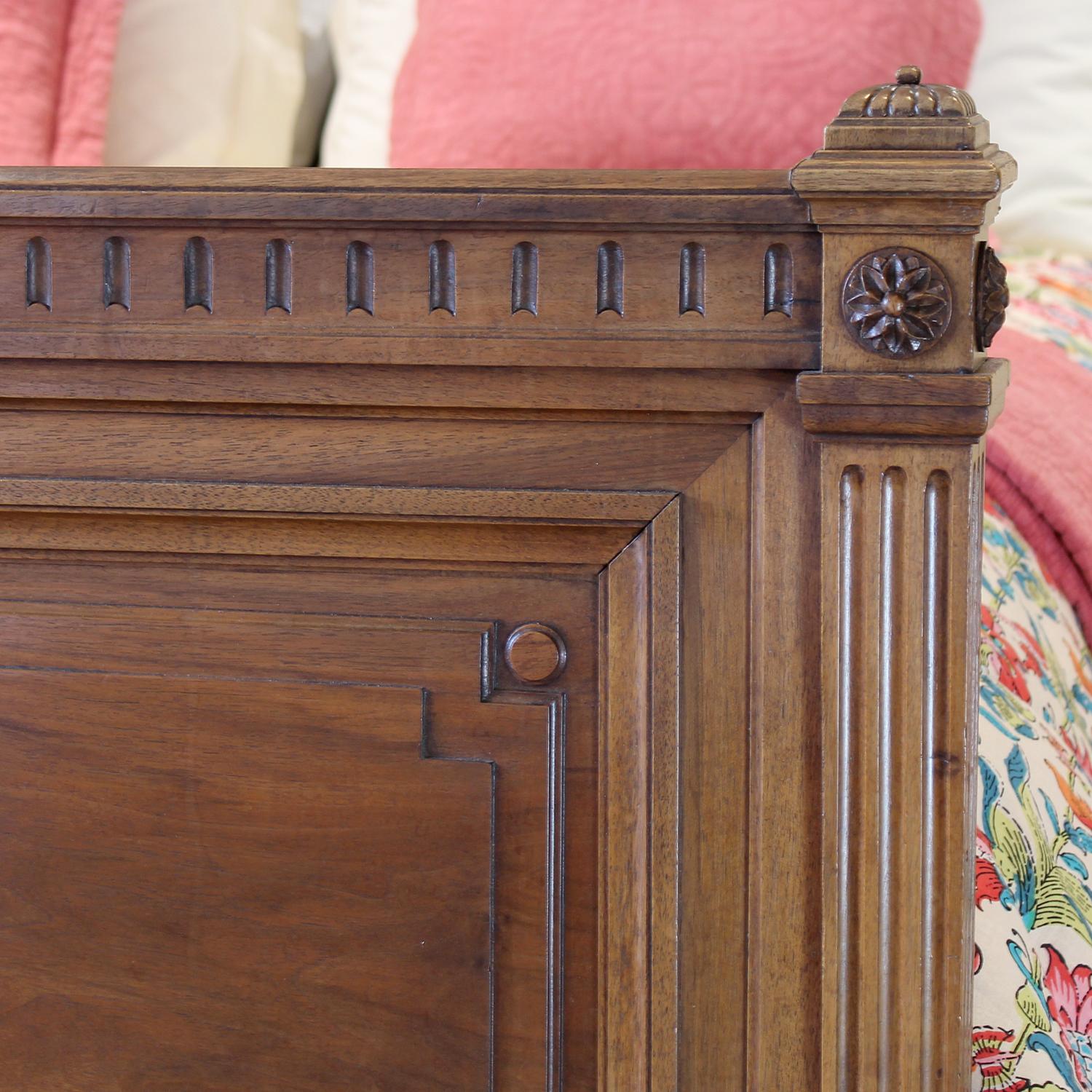 French Louis XVI Style Antique Bed in Walnut, WK197 1