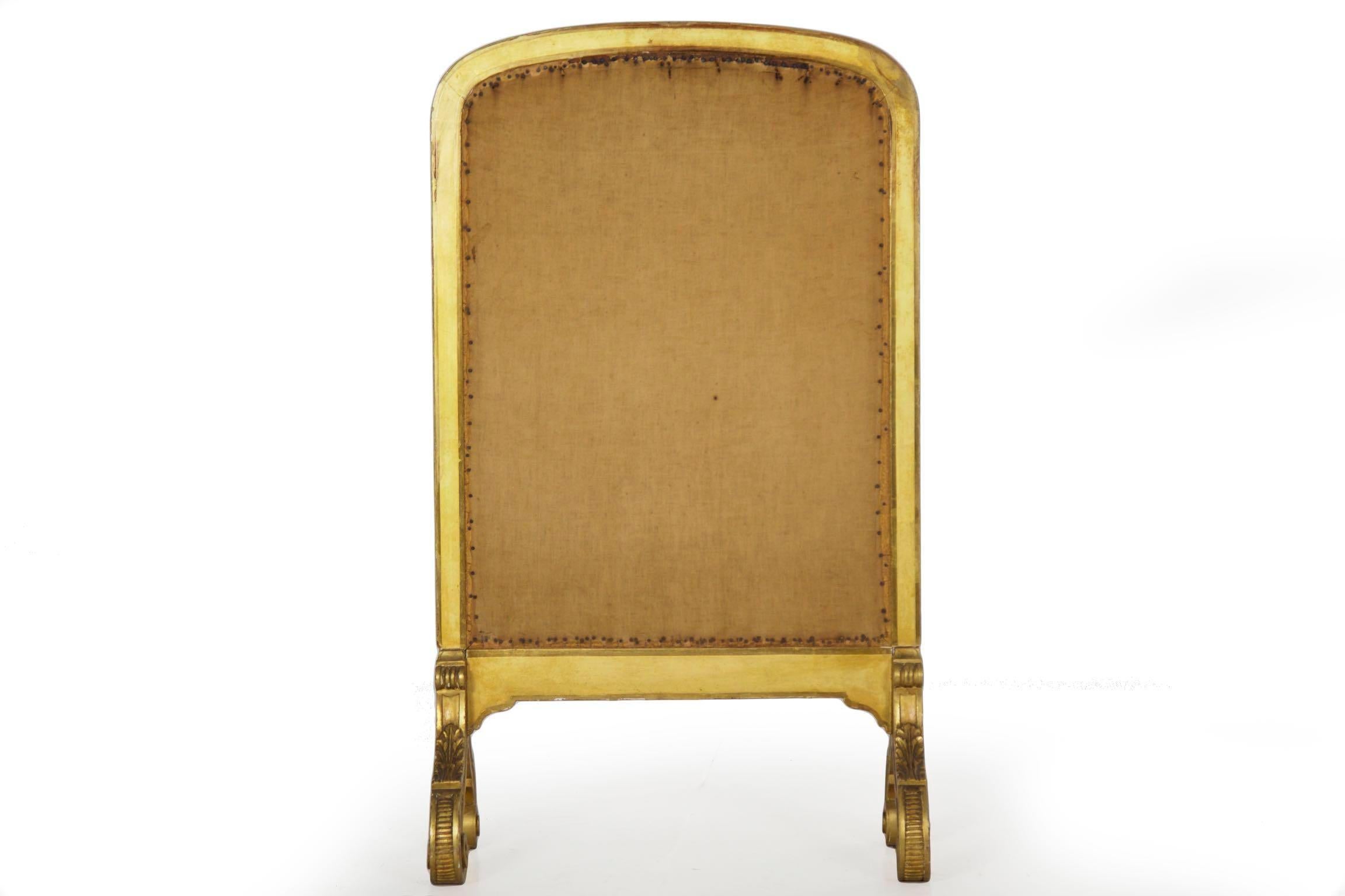 20th Century French Louis XVI Style Antique Carved Fire Screen with Tapestry, circa 1900 For Sale