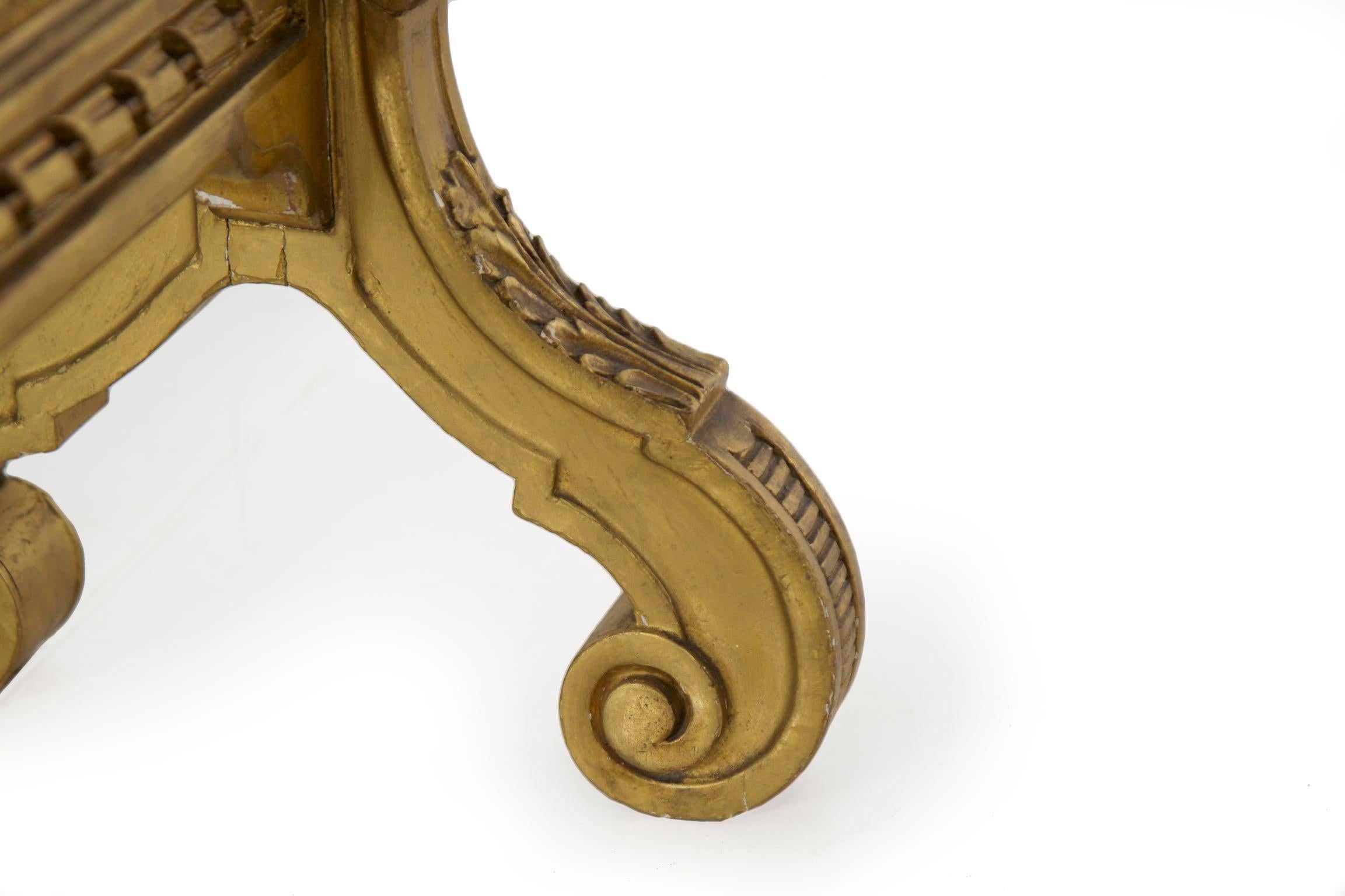 Pare-feu ancien sculpté de style Louis 16 français avec tapisserie, vers 1900 1