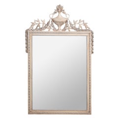 French Louis XVI Style Antique Cream Floral Mirror French Louis XVI Style Antique Cream Floral Mirror