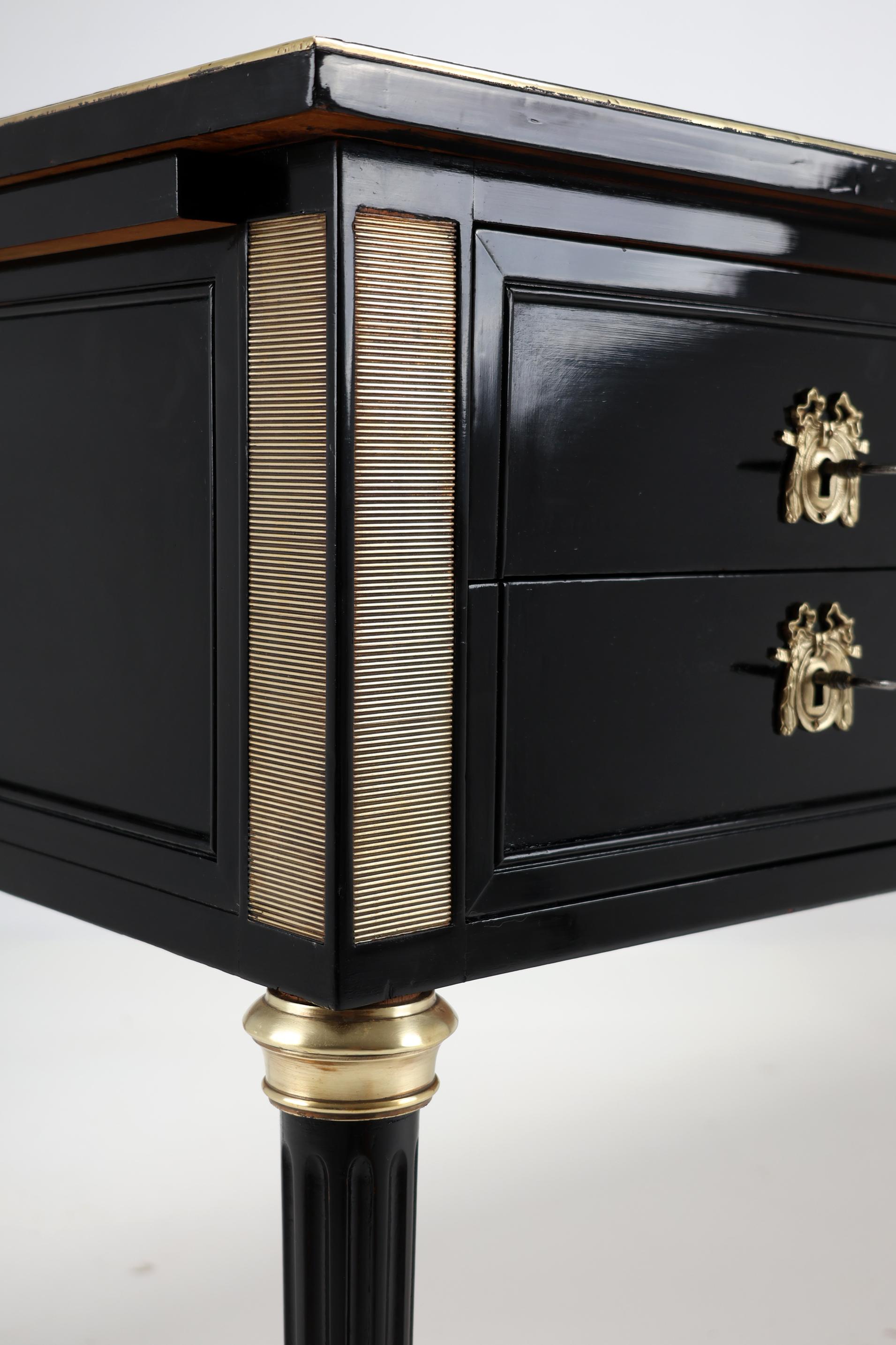 French Louis XVI Style Antique Ebonized Desk 6