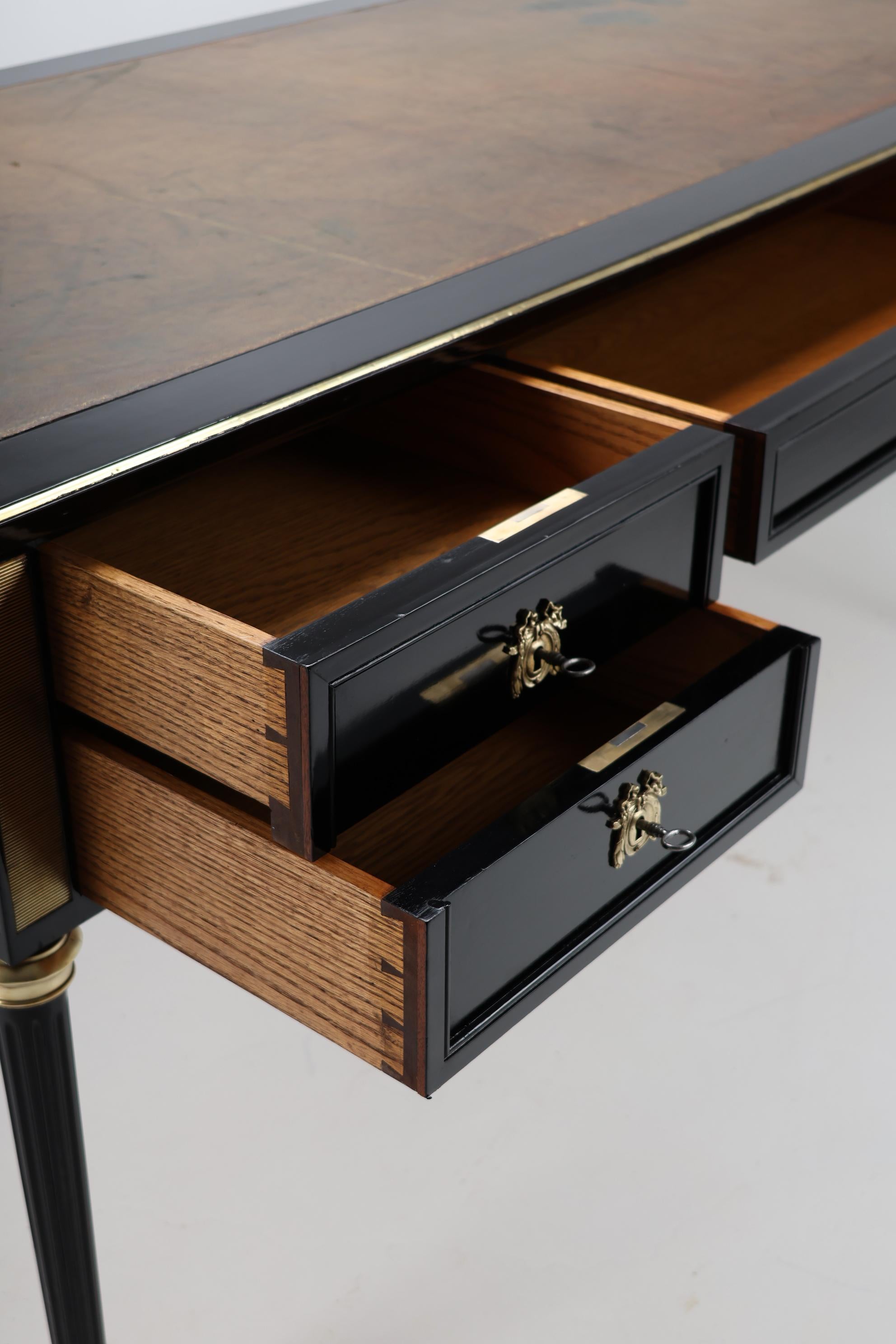 French Louis XVI Style Antique Ebonized Desk 8