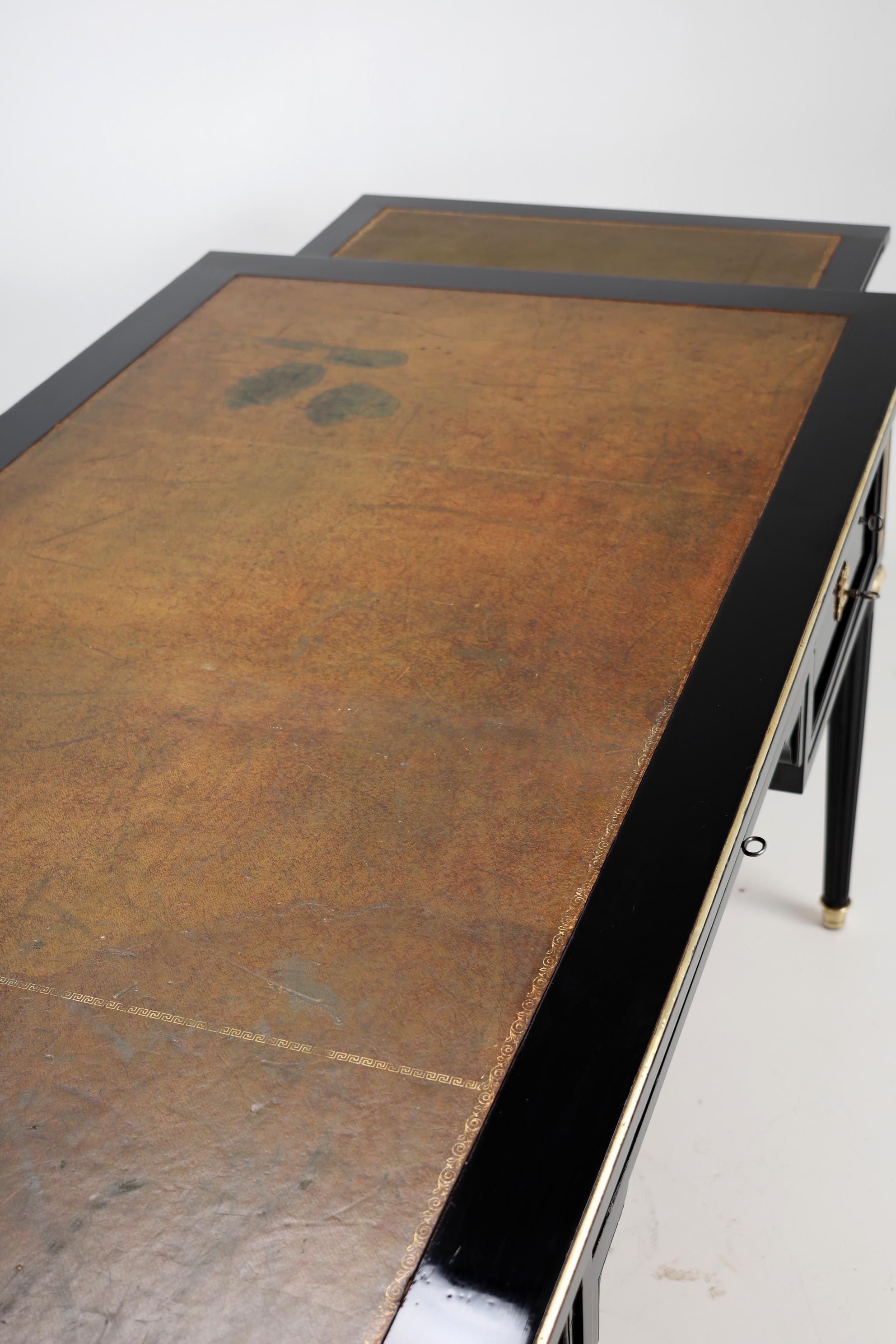 French Louis XVI Style Antique Ebonized Desk 11