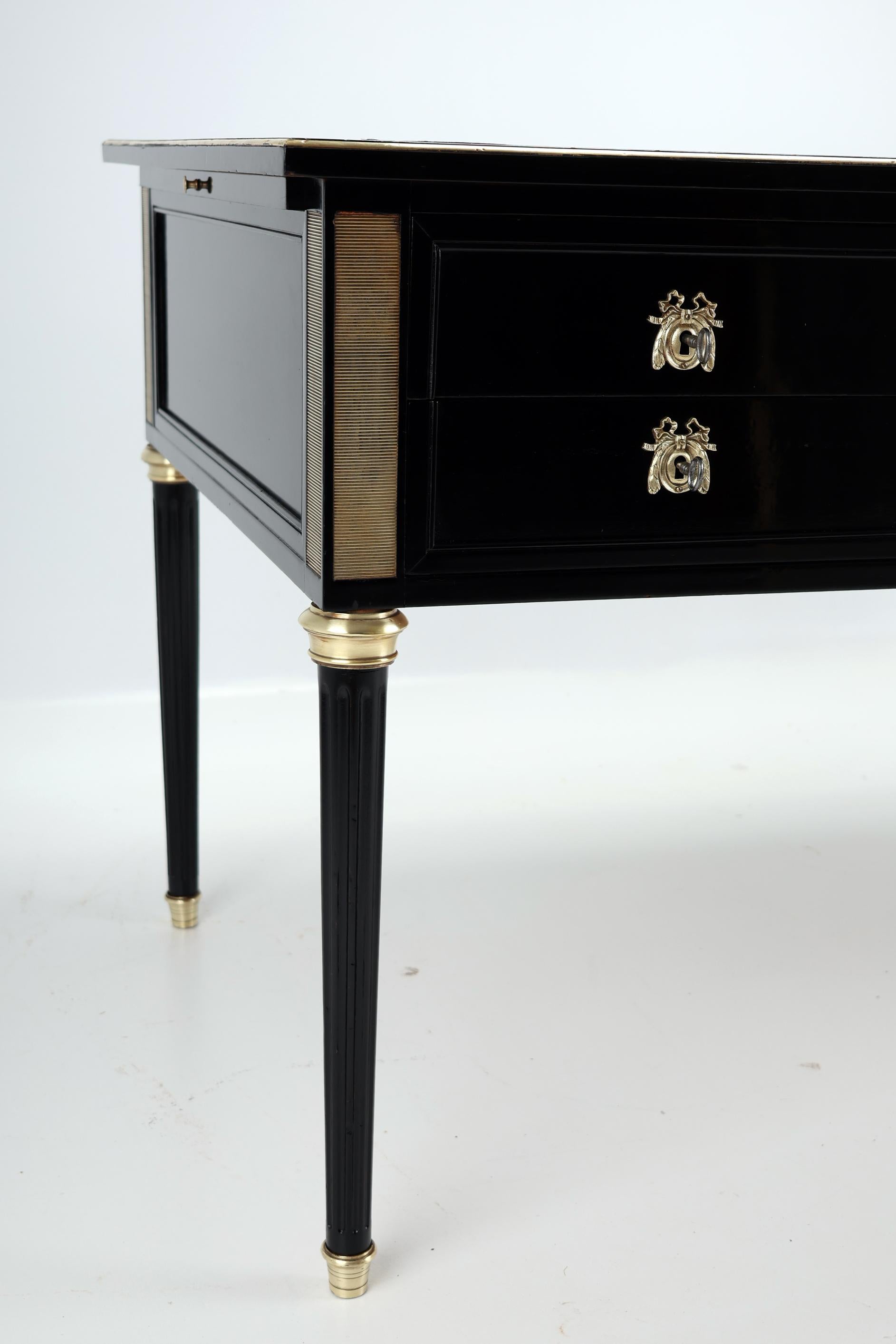 French Louis XVI Style Antique Ebonized Desk 15