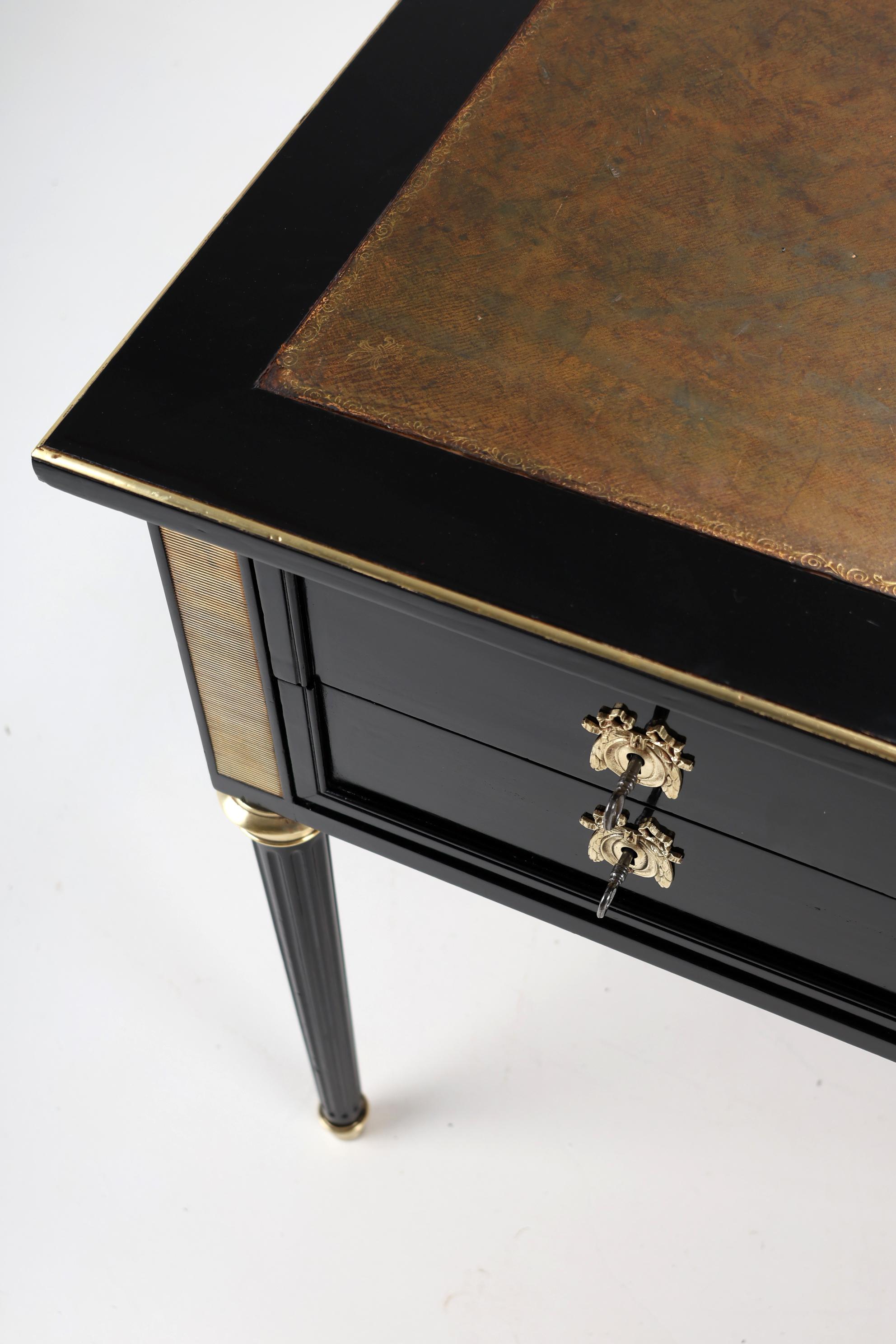 French Louis XVI Style Antique Ebonized Desk In Good Condition In Stahnsdorf, DE