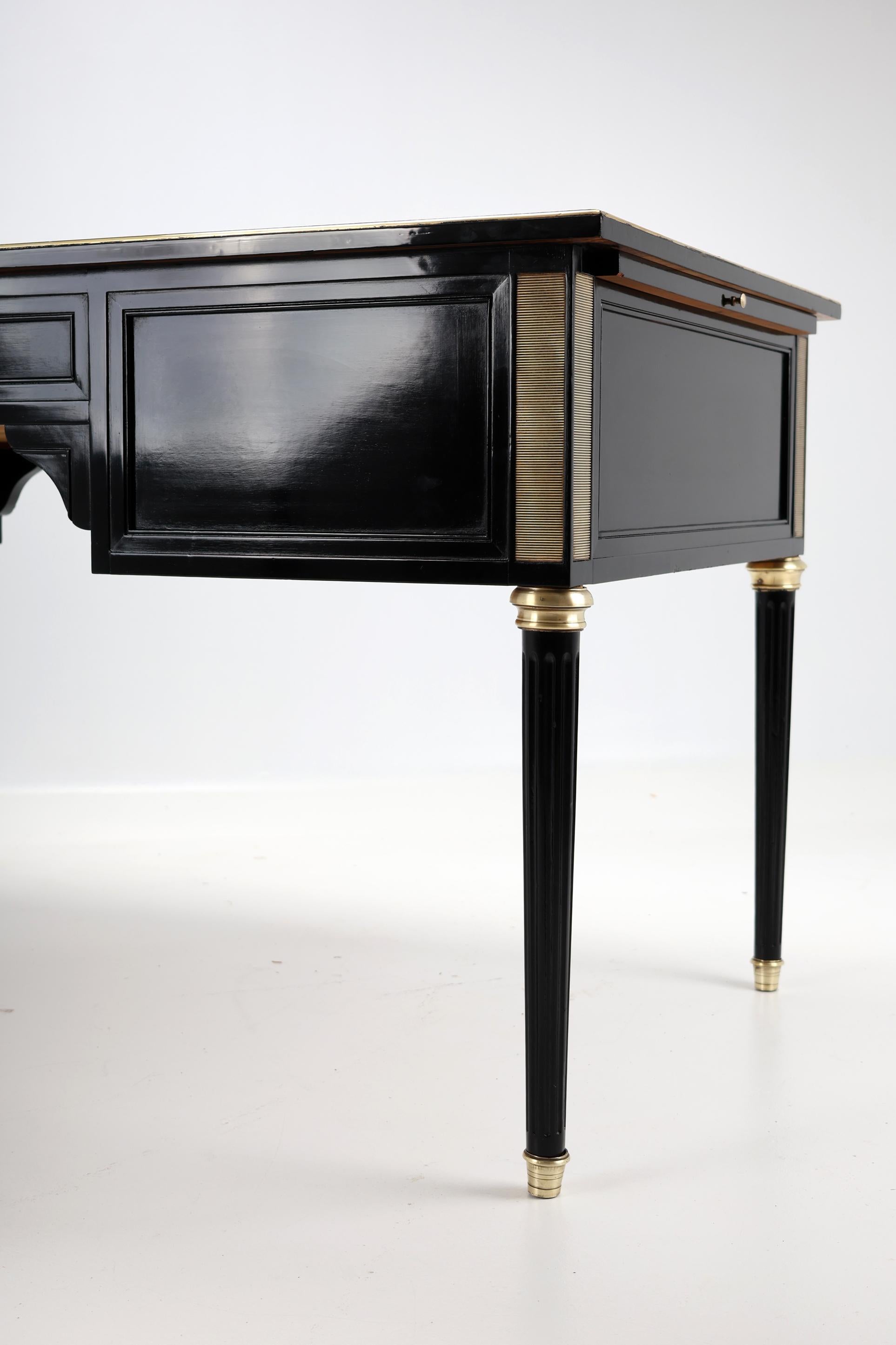Mahogany French Louis XVI Style Antique Ebonized Desk