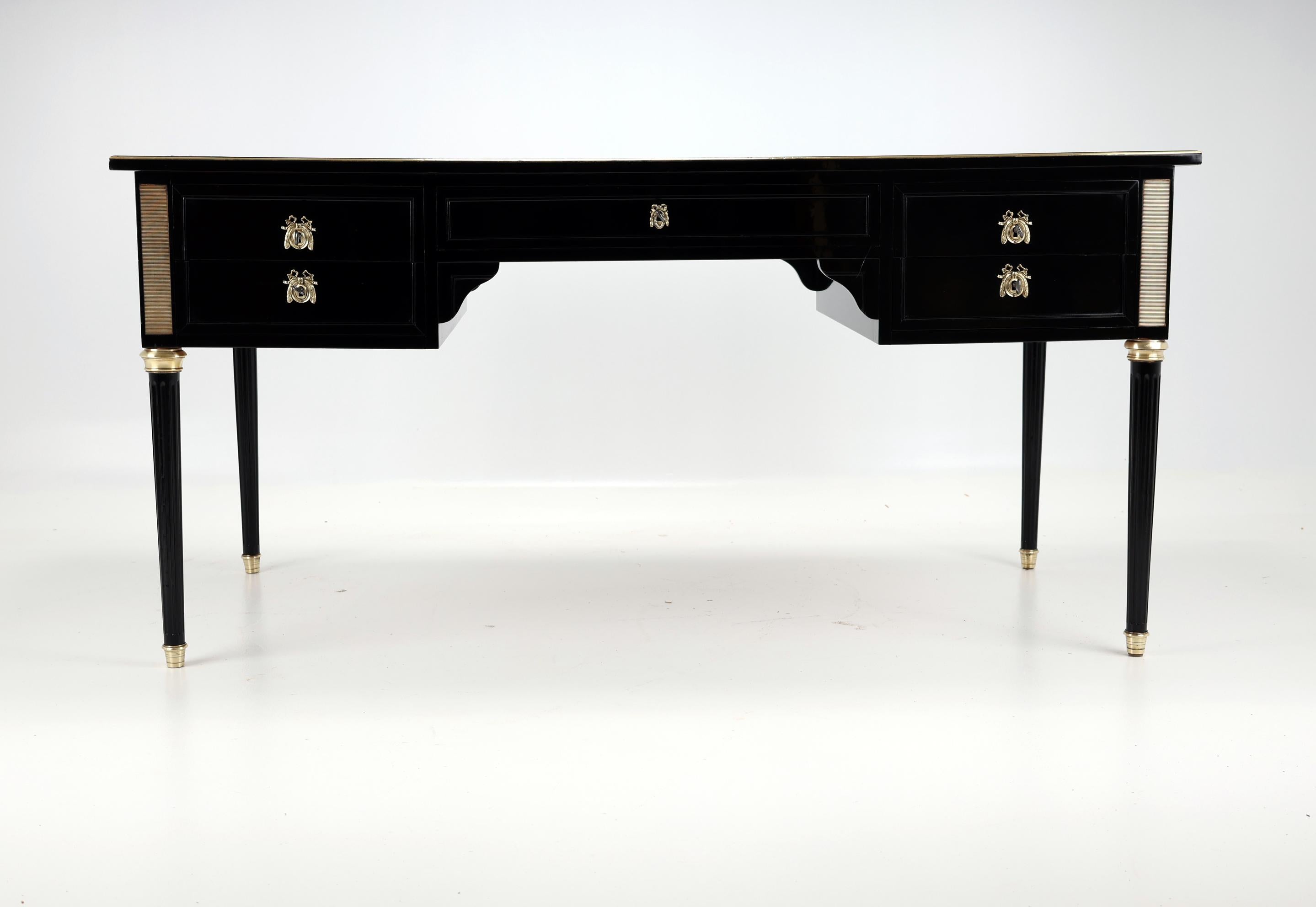French Louis XVI Style Antique Ebonized Desk 2