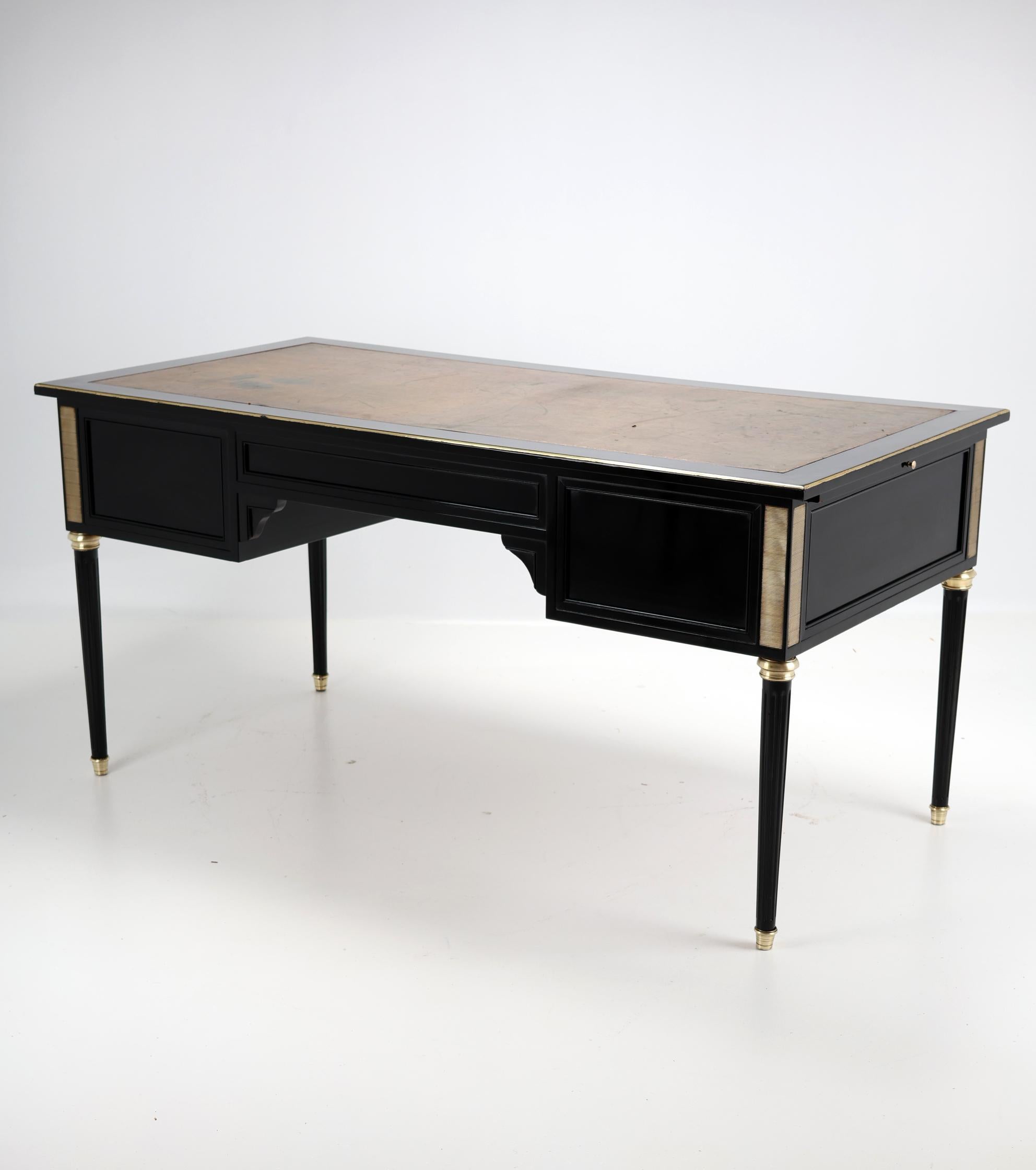 French Louis XVI Style Antique Ebonized Desk 3