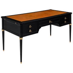 French Louis XVI Style Antique Ebonized Desk