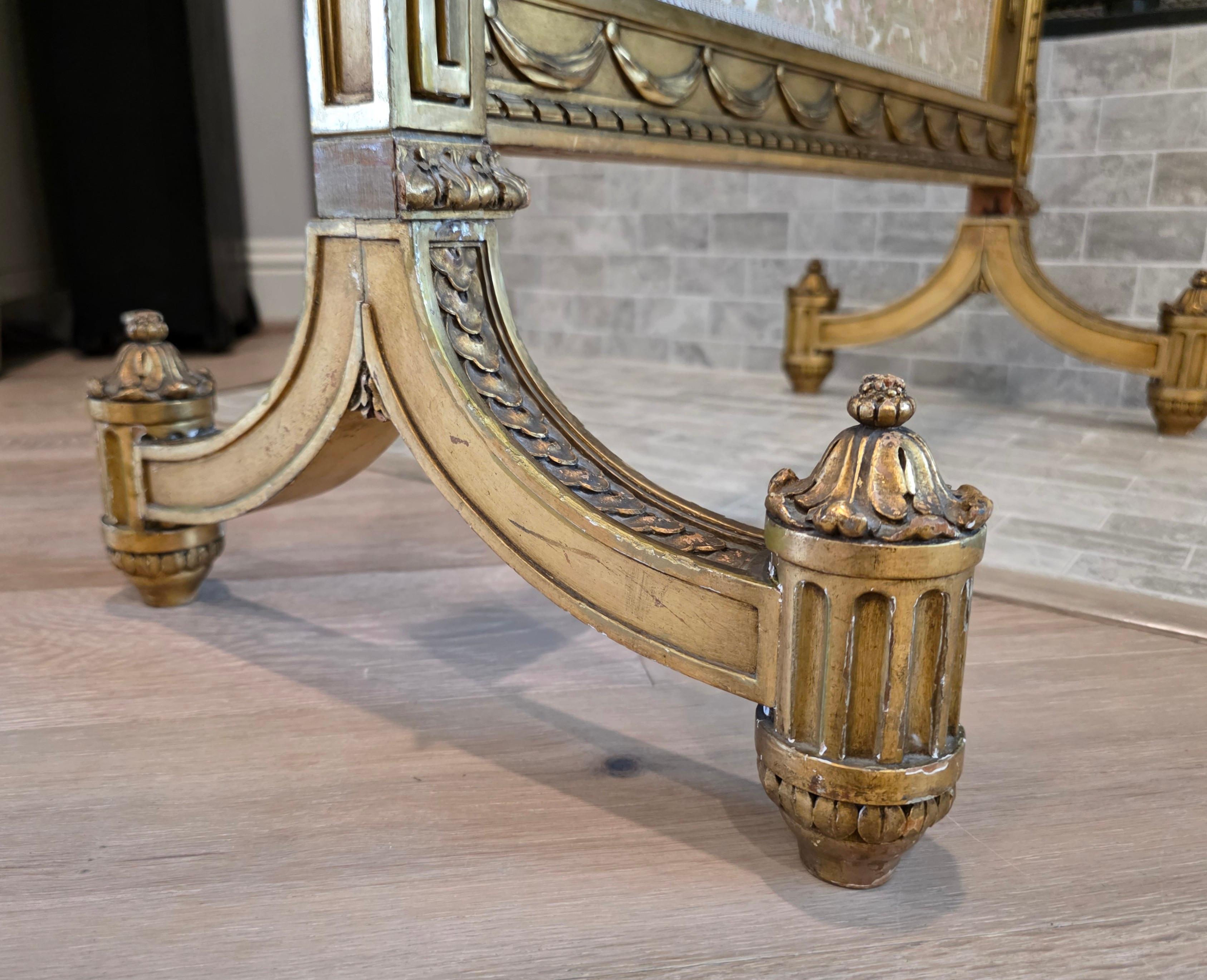 Paravento francese per caminetto in legno dorato in stile Luigi XVI in vendita 11