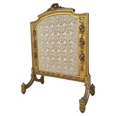 French Louis XVI Style Antique Giltwood Fireplace Screen