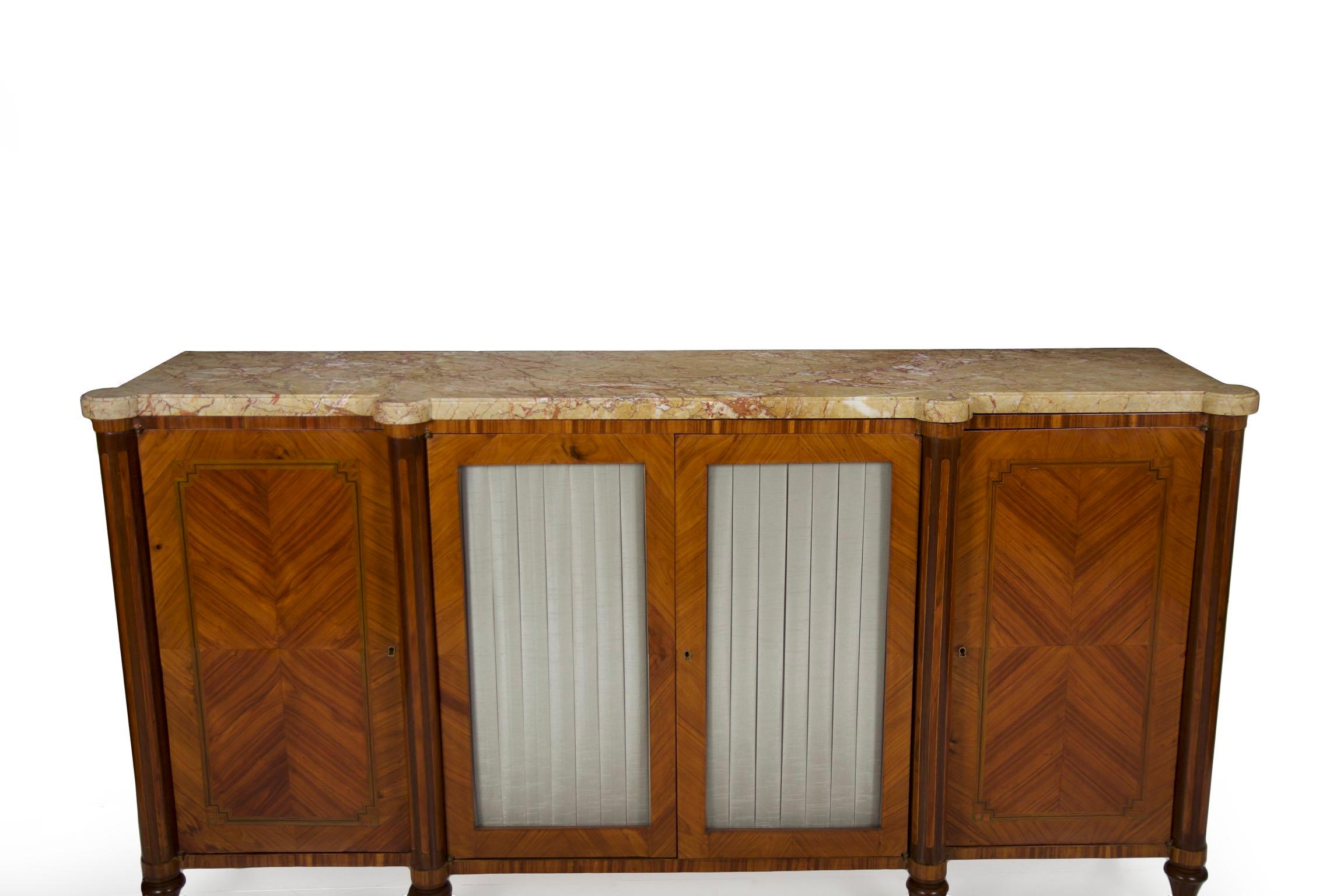 Neoclassical  French Louis XVI Style Antique Marble Top Buffet Server Sideboard, 19th Century
