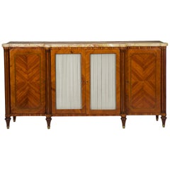  French Louis XVI Style Antique Marble Top Buffet Server Sideboard, 19th Century