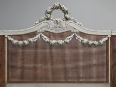 French Louis XVI Style Antique Original Paint and Cane Bed
