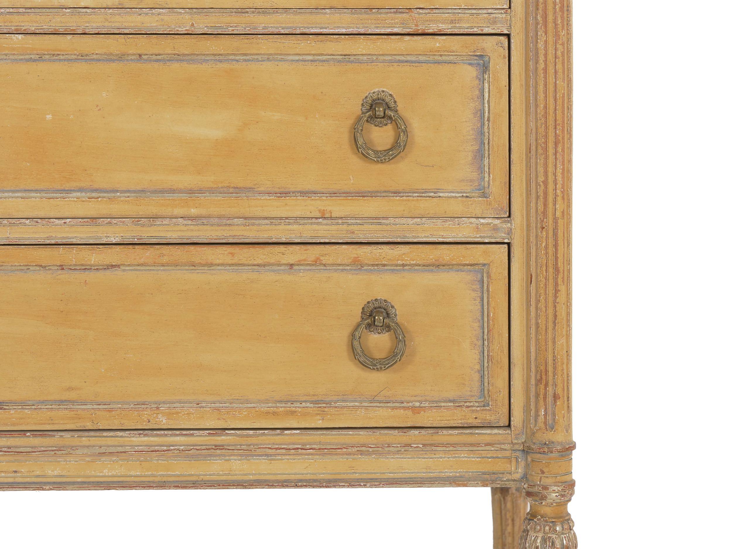 French Louis XVI Style Antique Painted Desk over Chest of Drawers circa 1940s 4