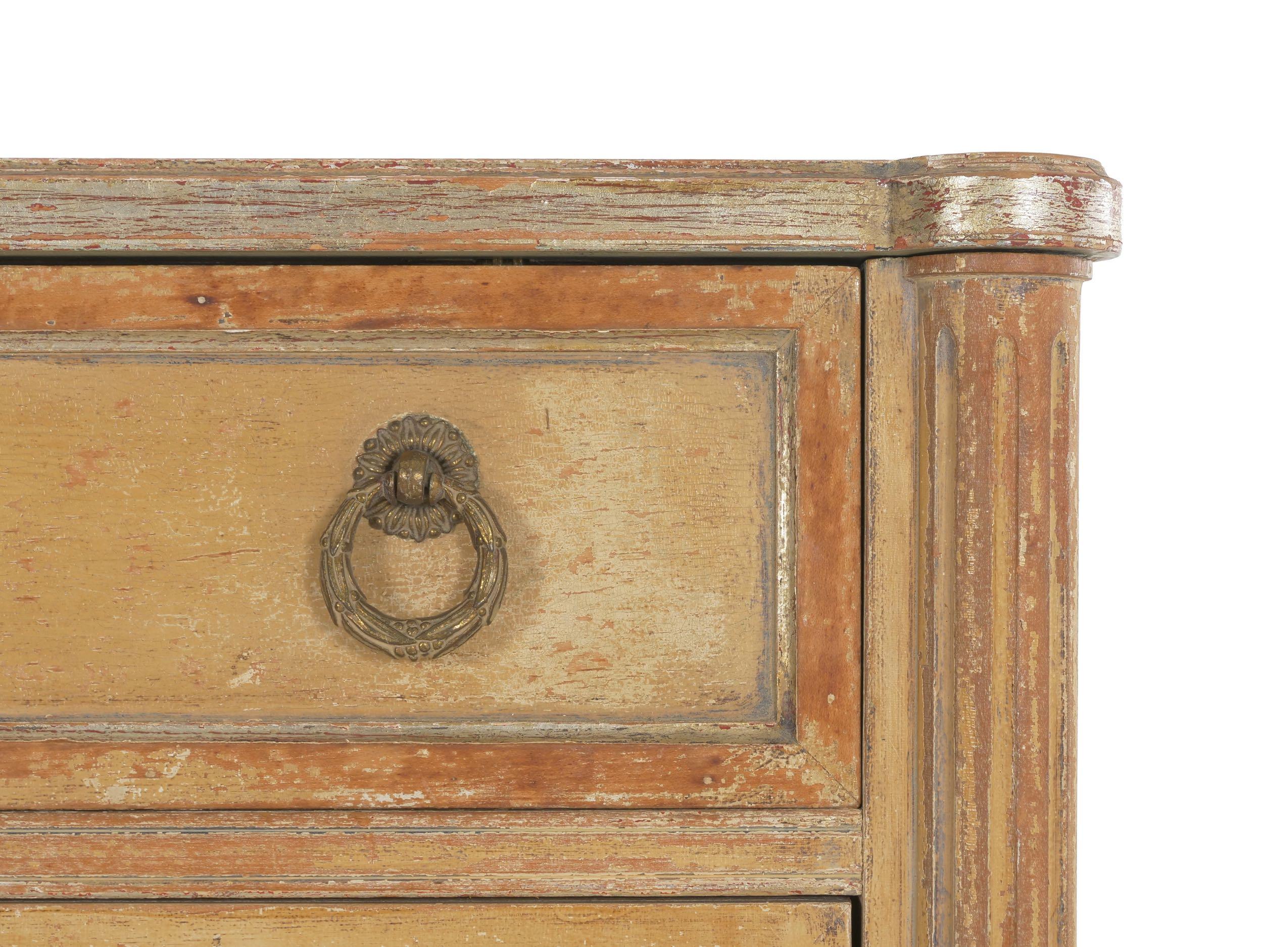 French Louis XVI Style Antique Painted Desk over Chest of Drawers circa 1940s 9