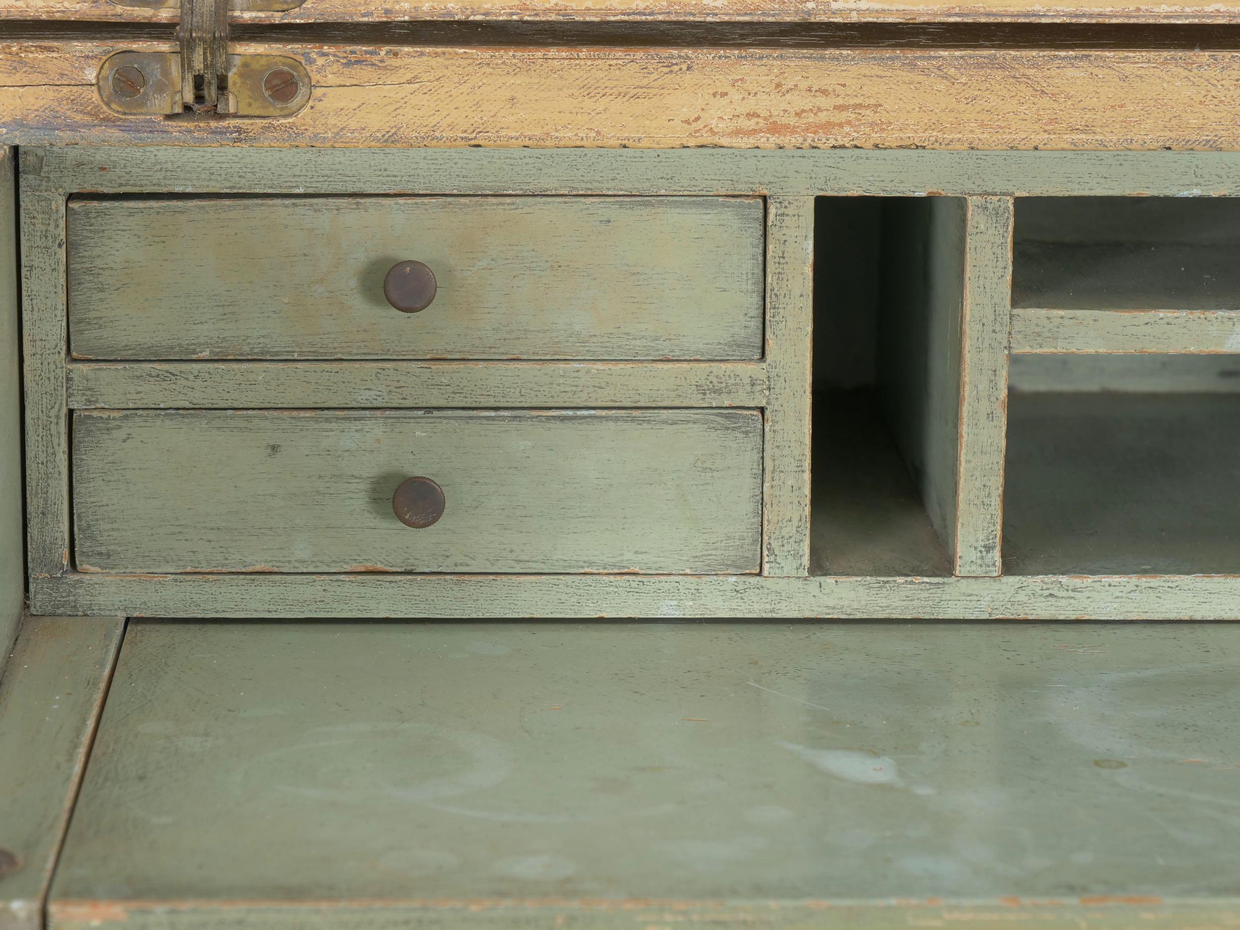 French Louis XVI Style Antique Painted Desk over Chest of Drawers circa 1940s 11